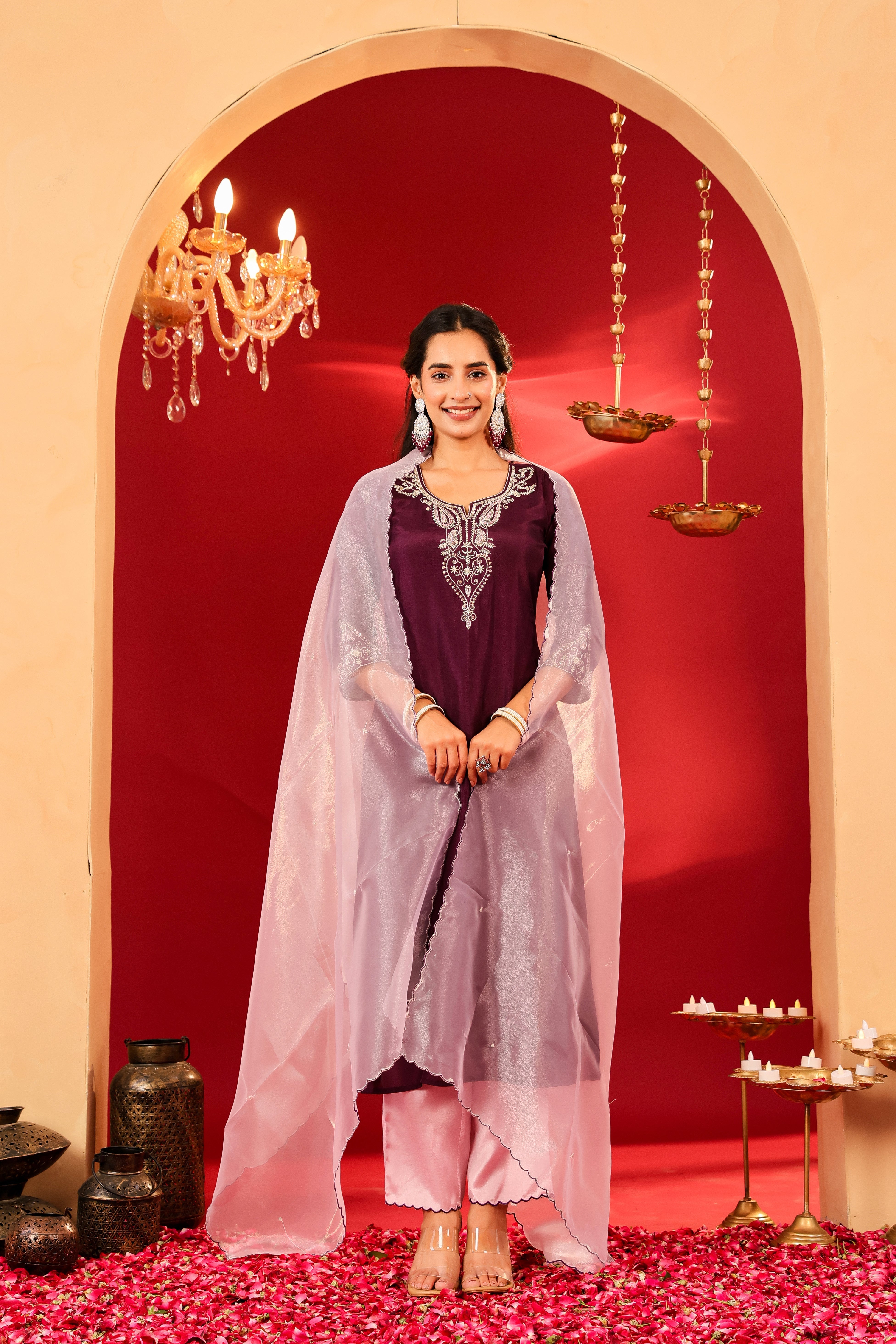 Ragavi Plum Purple Opada Kurta Set