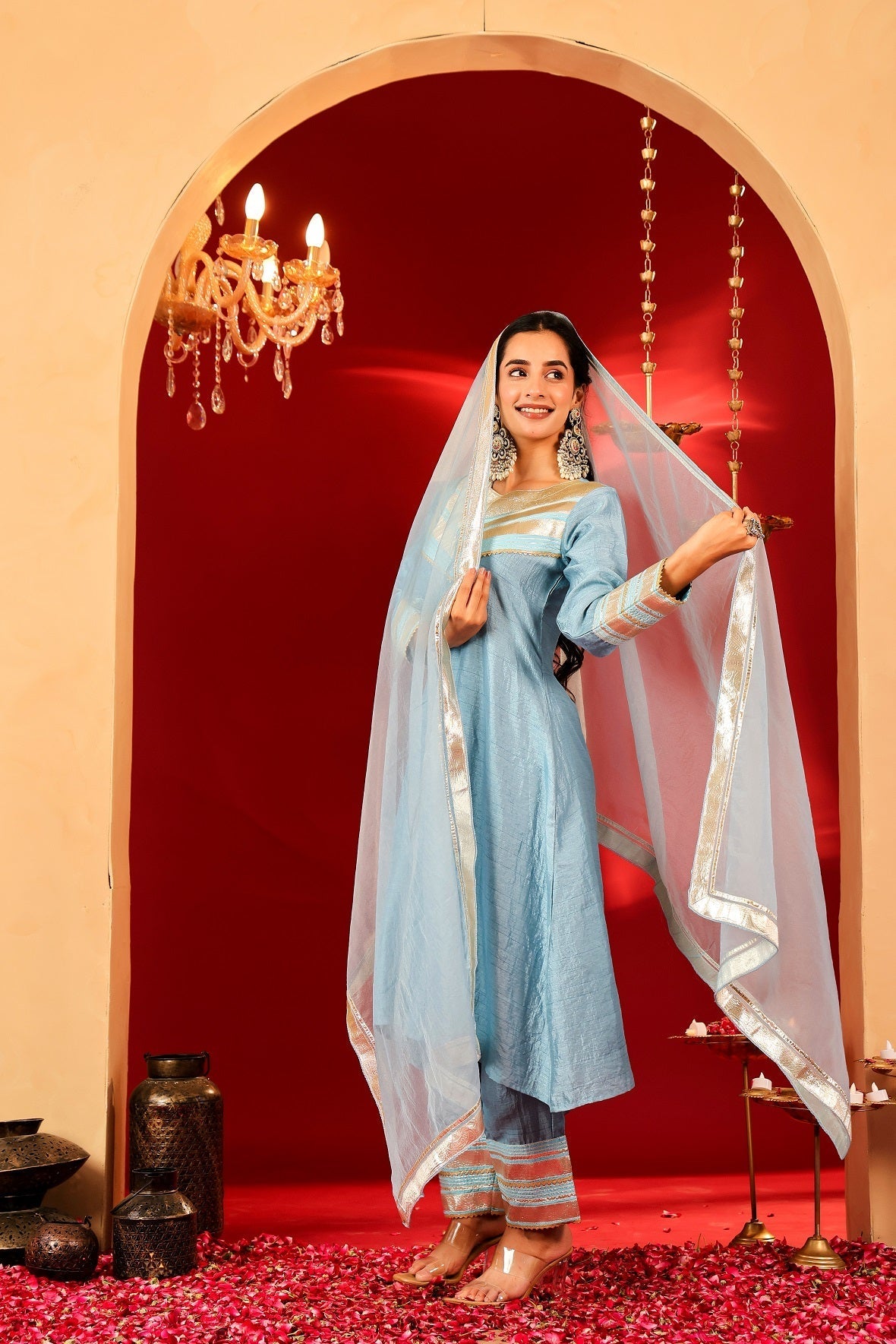 Ragavi Sky Whisper Silk Blend Kurta Set