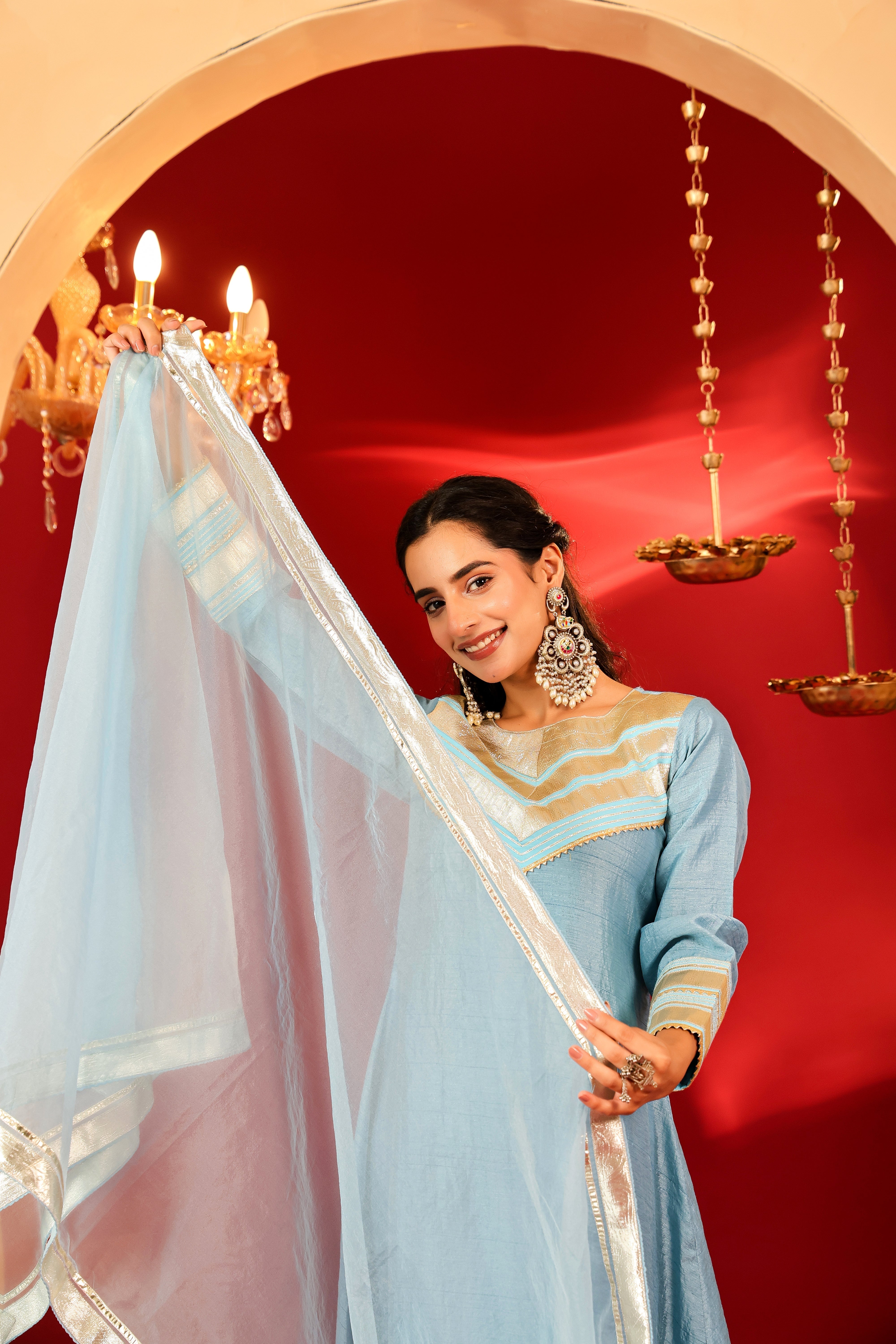 Ragavi Sky Whisper Silk Blend Kurta Set