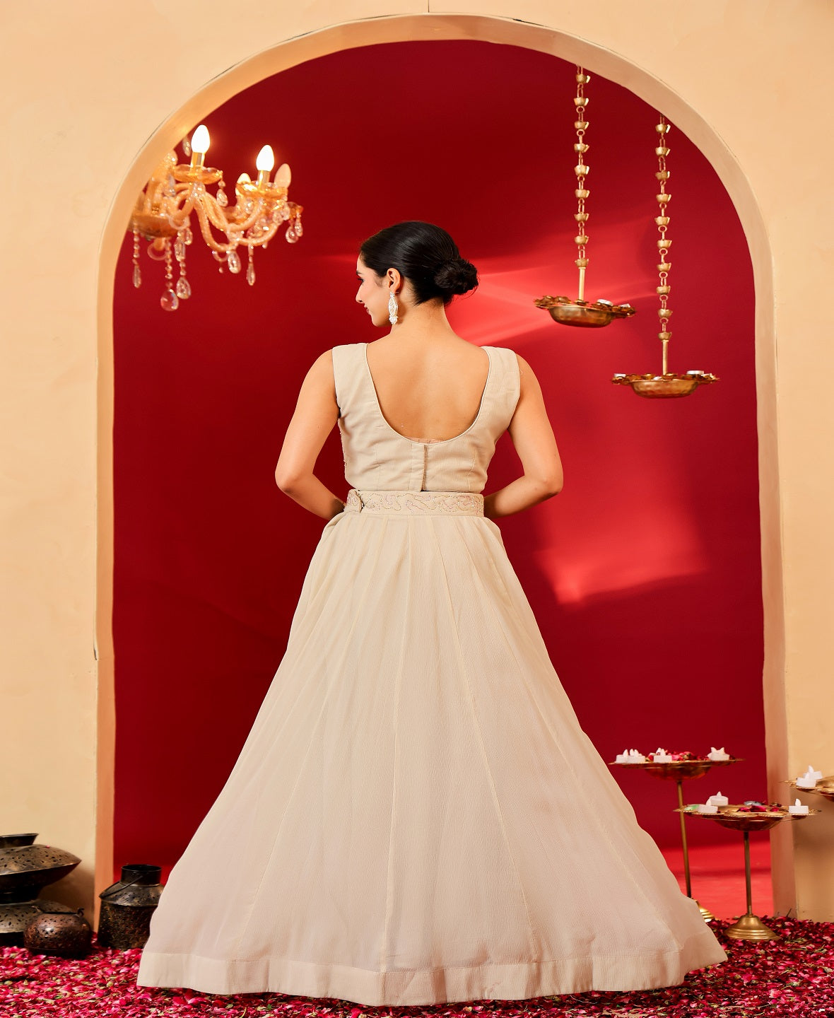 Ragavi Ethereal Glow Embroidered Beige Lehenga Set