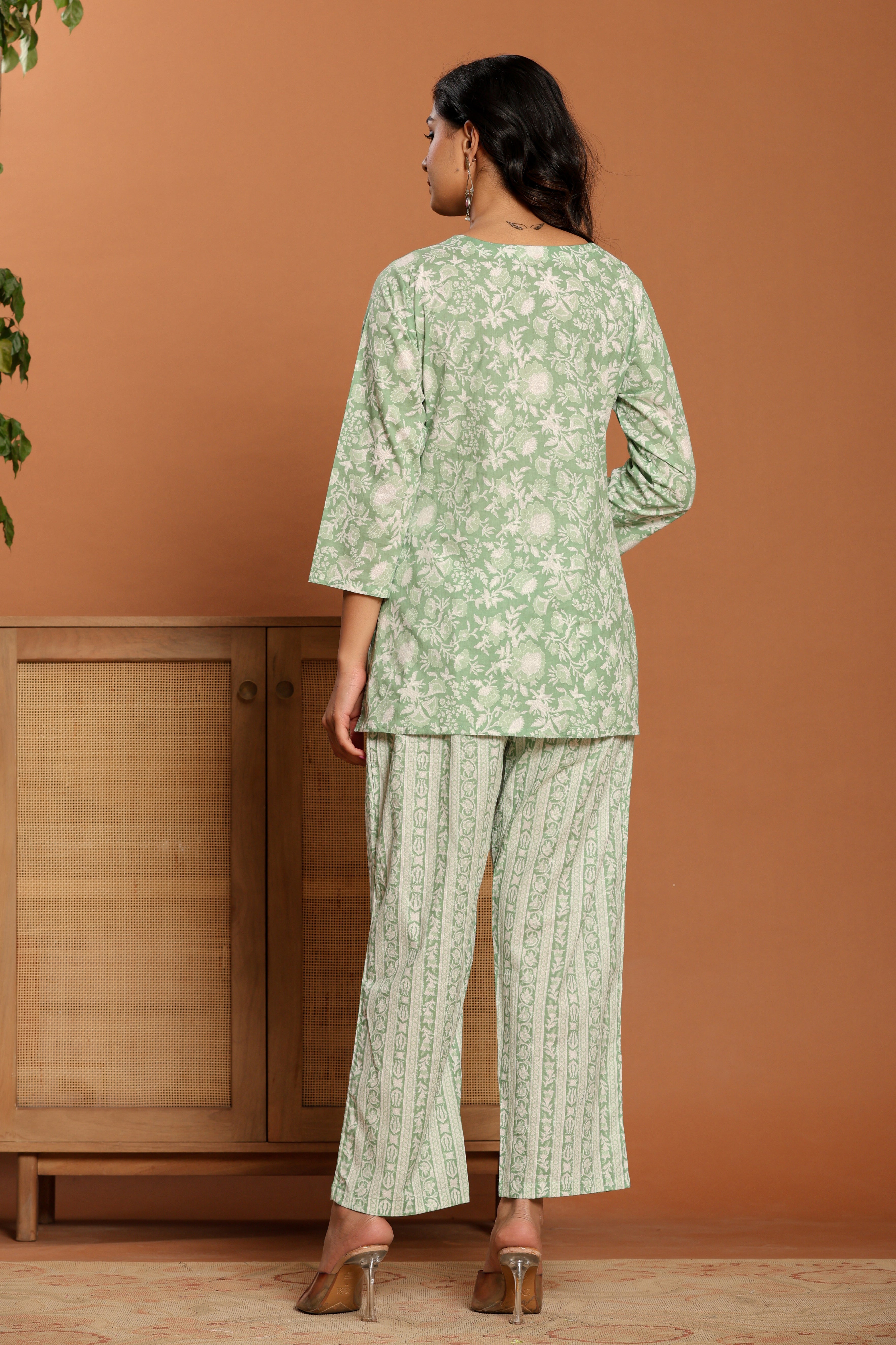 Green Printed Cotton Co- Ord Set