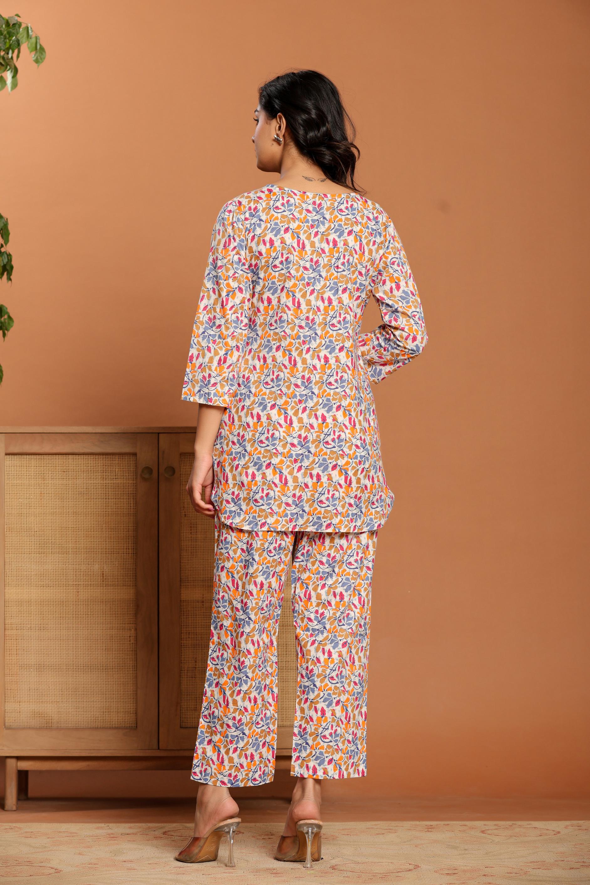 Multicolor Printed Cotton Co- Ord Set