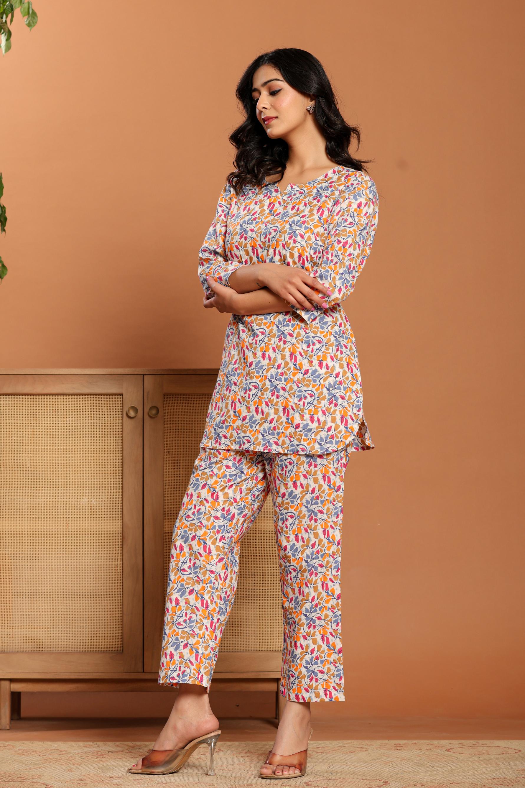 Multicolor Printed Cotton Co- Ord Set