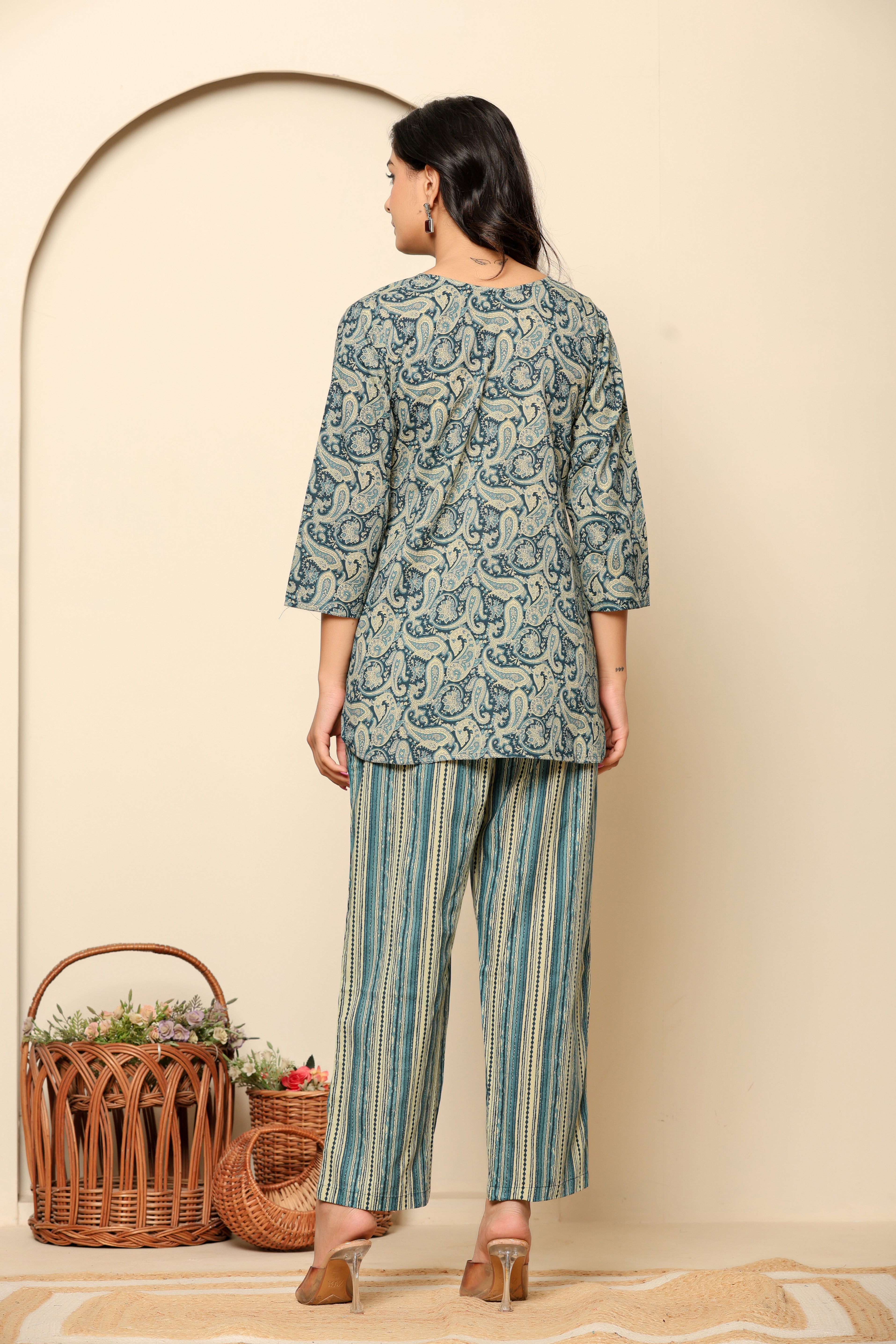 Blue Printed Cotton Co- Ord Set