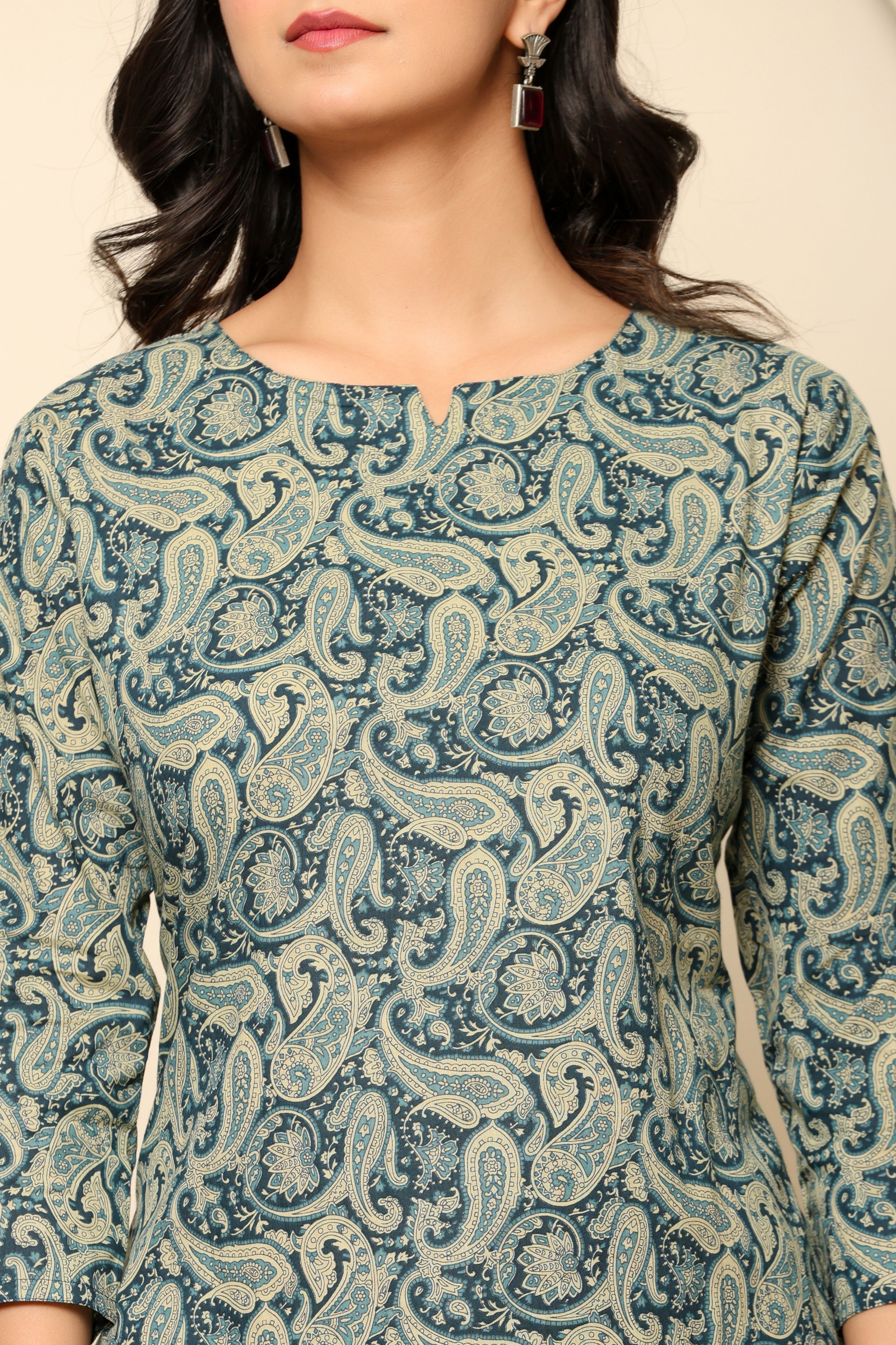 Blue Printed Cotton Coord Set - qivii