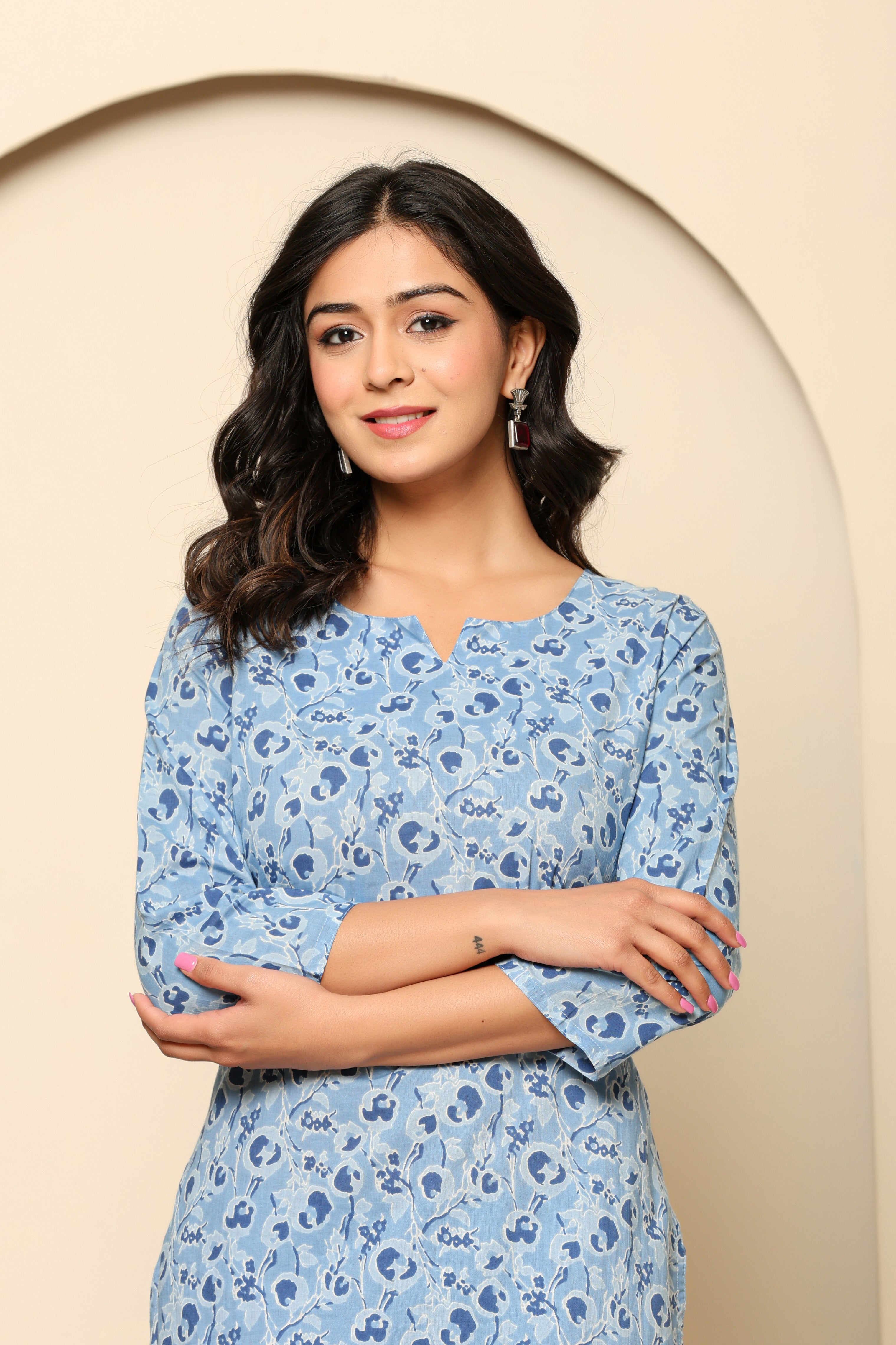 Blue Printed Cotton Co- Ord Set