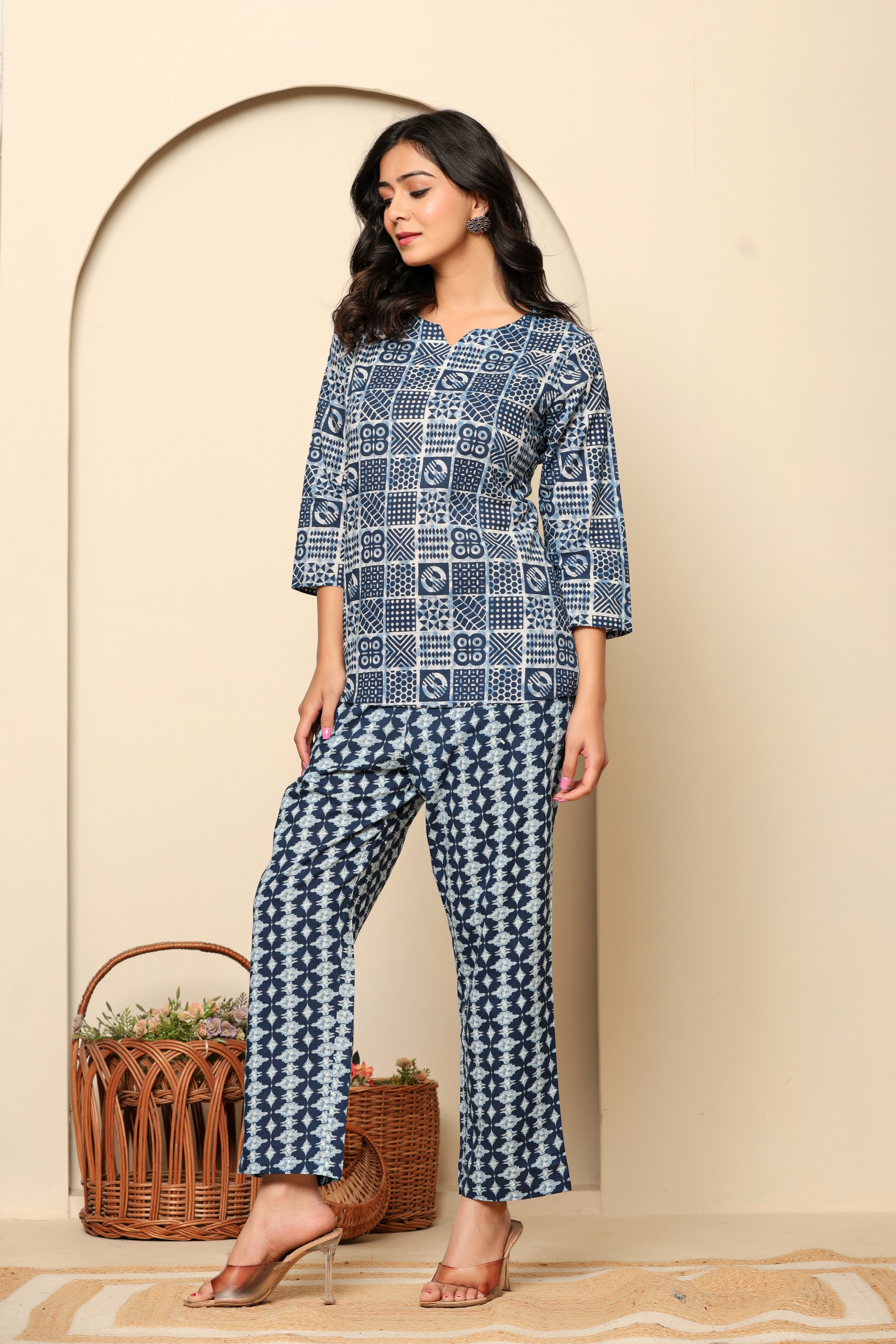 Blue Printed Cotton Co- Ord Set