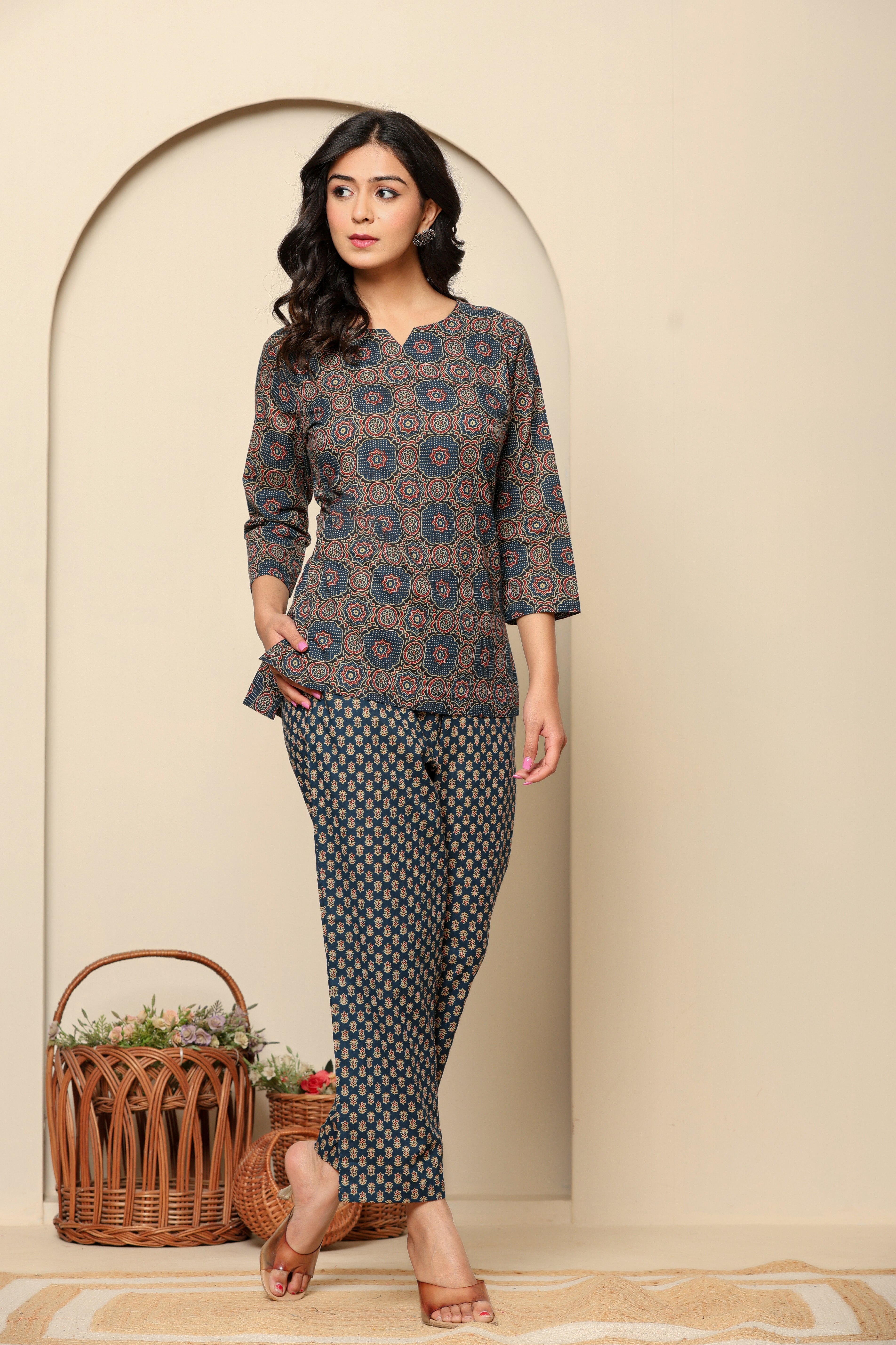 Blue Printed Cotton Co- Ord Set