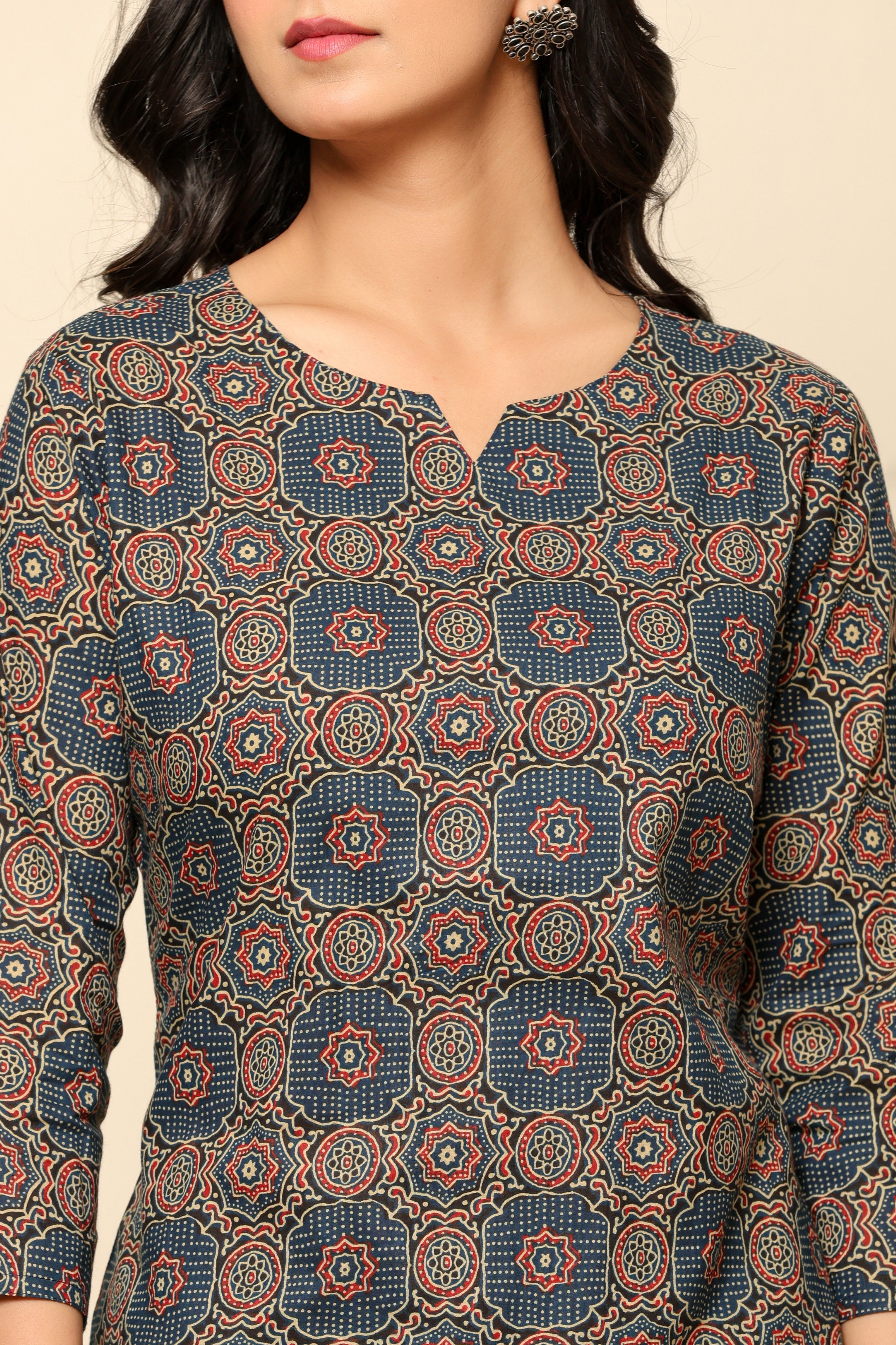 Blue Printed Cotton Coord Set - qivii