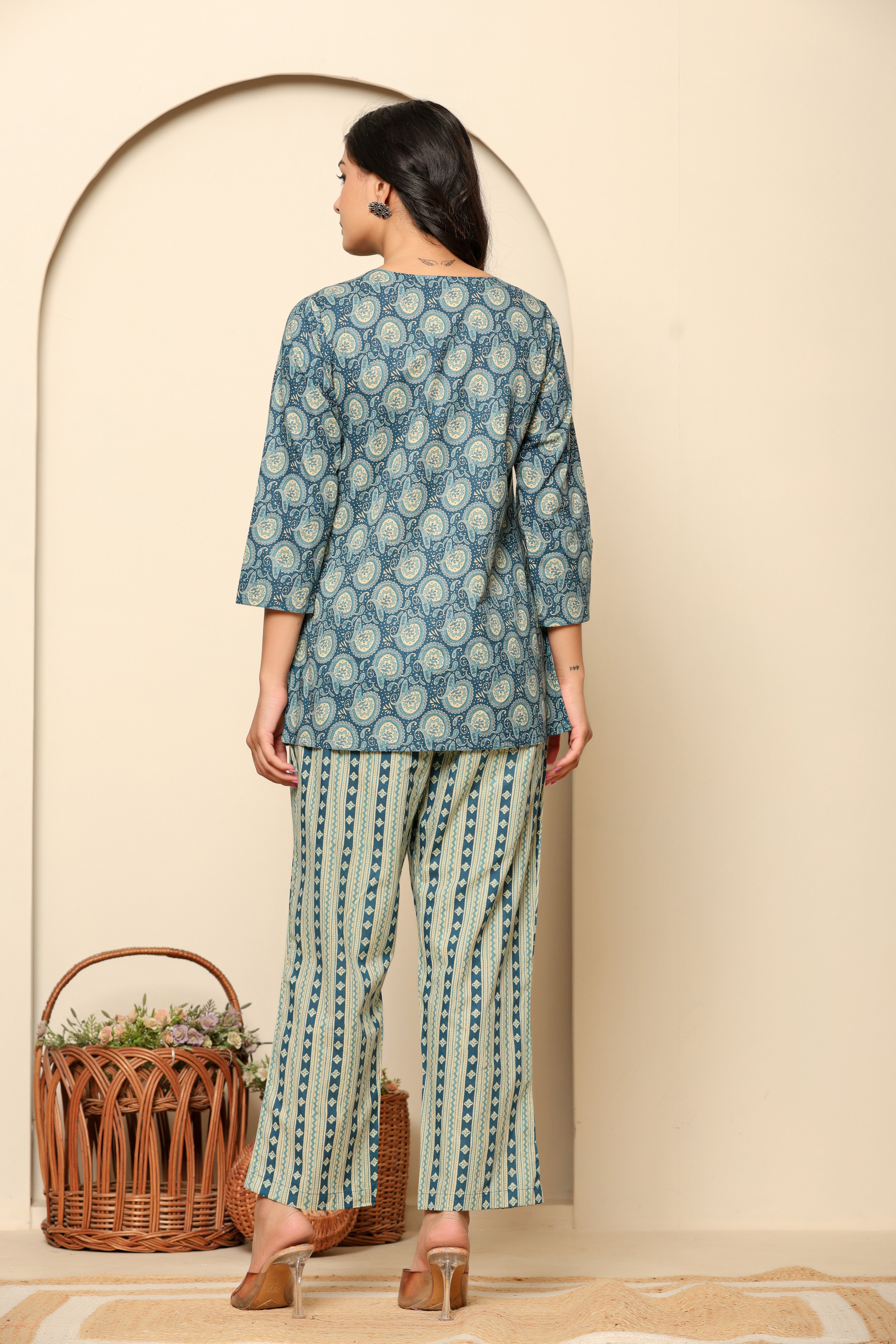 Blue Printed Cotton Co-Ord Set