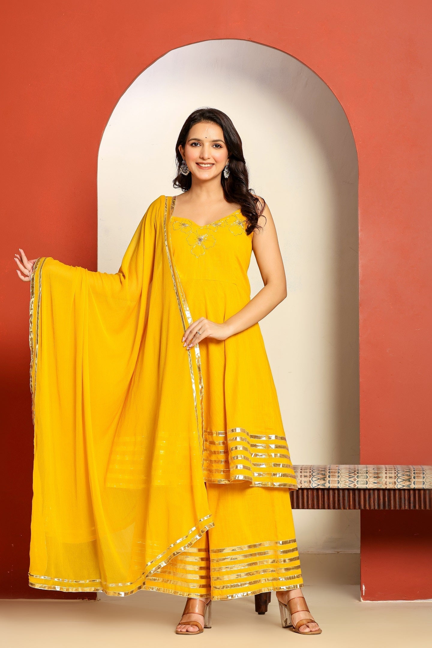 Ragavi Sunshine Yellow Sharara Set with Gota Patti Dupatta