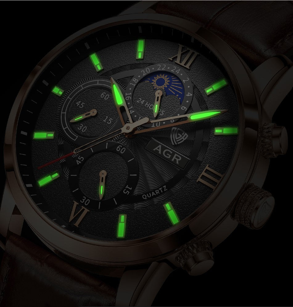 Premium Leren Quartz Horloge  - By Qivii