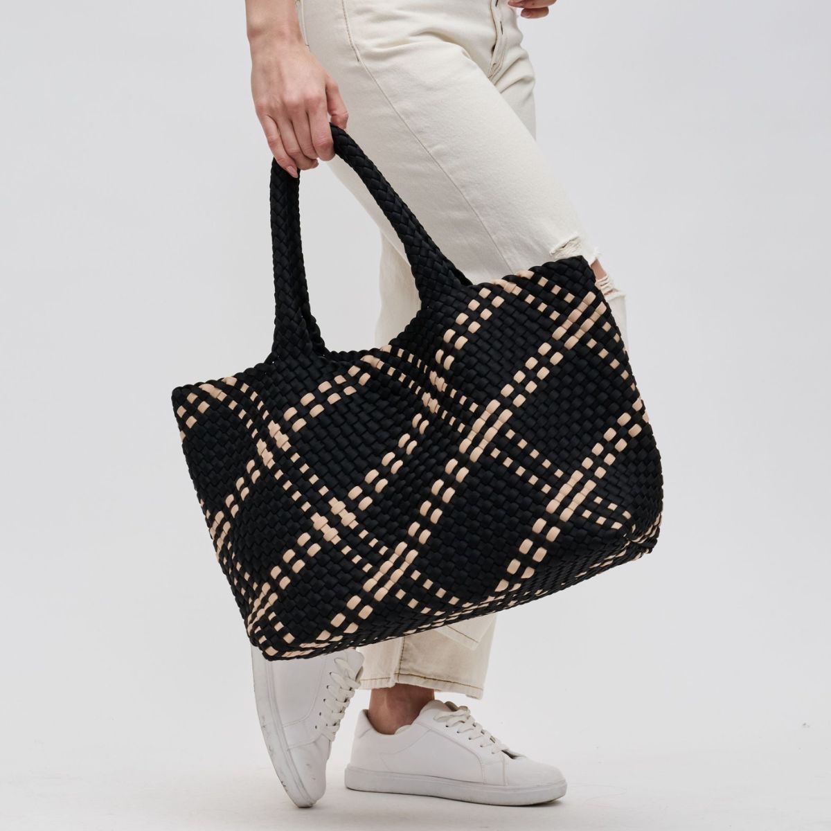 Colorblock Neoprene Woven Bag - Camel | Ounamei