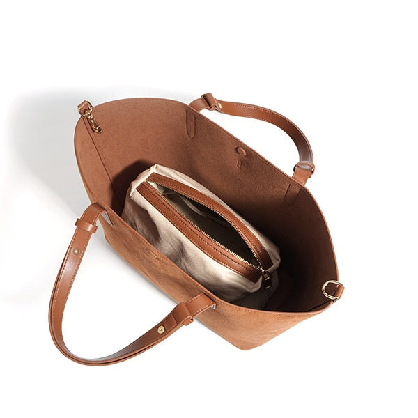 Ounamei Genuine Leather Suede Tote Bucket Bag for Women | Large Capacity Retro Shoulder & Handbag, Elegant Autumn Winter Design