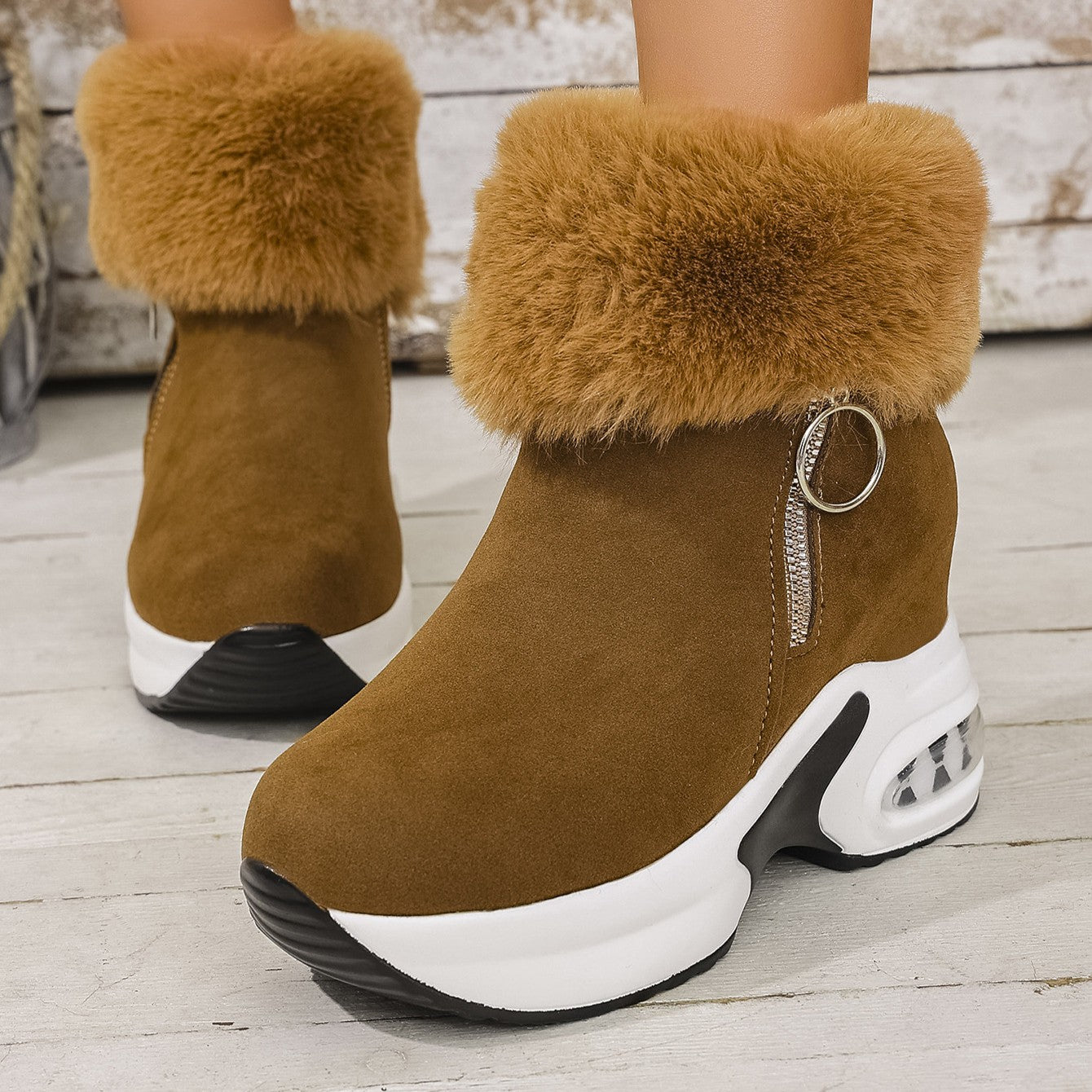Women's Cozy-Chic Snow Boots - Plush Lined Faux Suede Platform Ankle Boots (US 4-10.5)