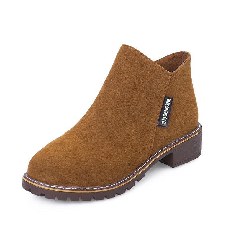 Women's Suede Chelsea Ankle Boots - Side Zip Low Heel Martin Boots (US 4-10)