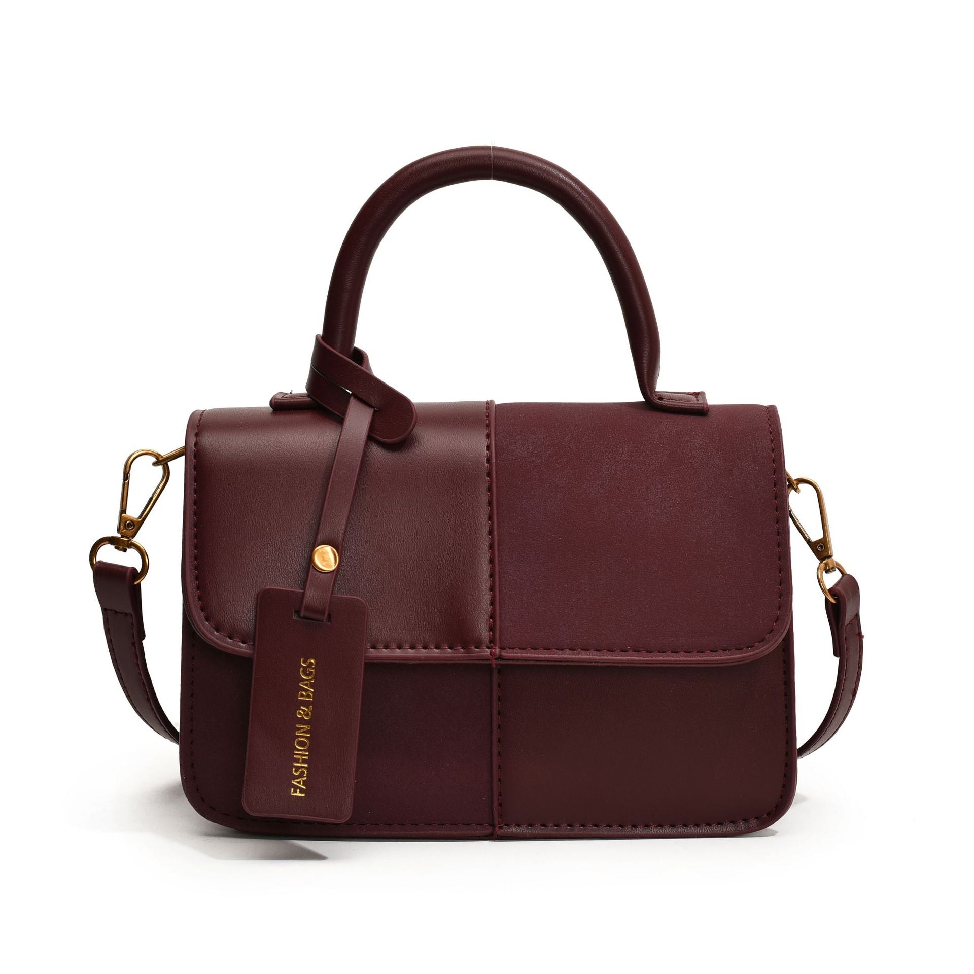 Women's Patchwork Artisan Satchel – Convertible Square Bag with Detachable Strap & Mixed Media Panels
