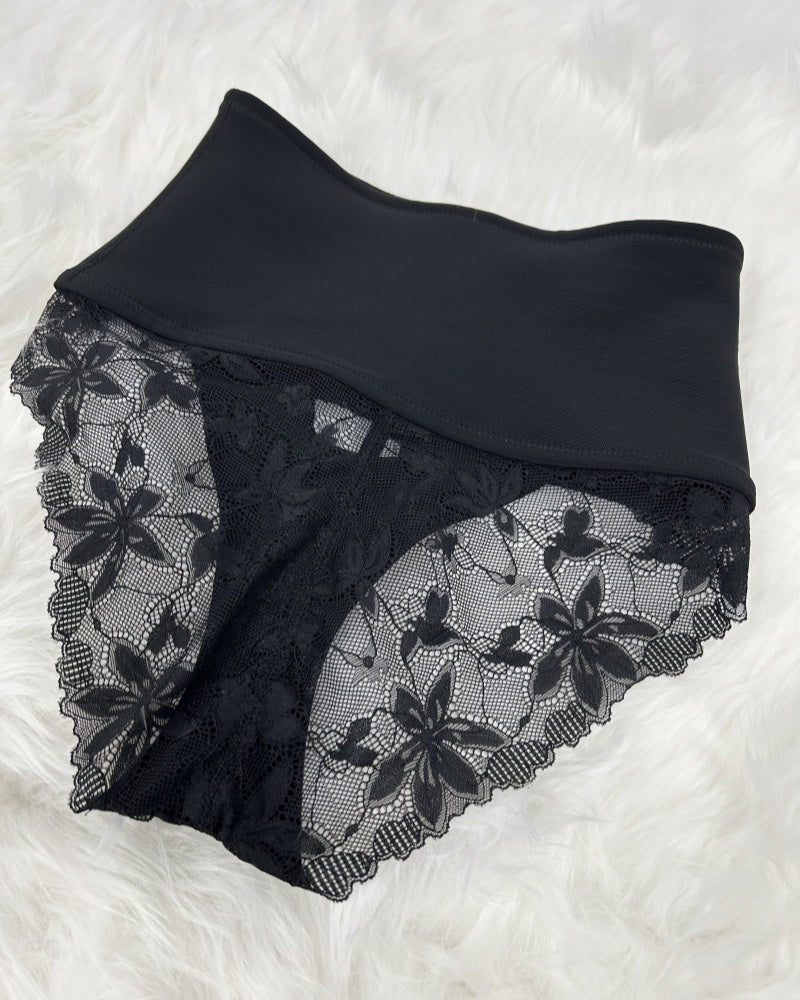 Shapshe® Front-opening Shapewear with Lace Trimmed Tummy Control Panty  - By Qivii