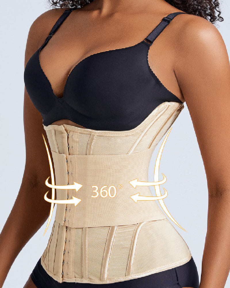 Women's Waist Trainer Tummy Control Mesh Breathable Sports Corset With Removable Belt  - By Qivii