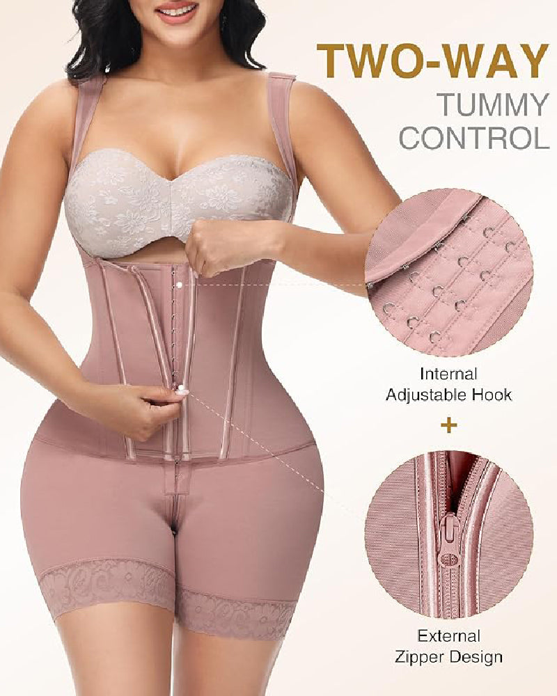 Shapshe® High compression Front Zipper Mid Thigh Shapewear  - By Qivii
