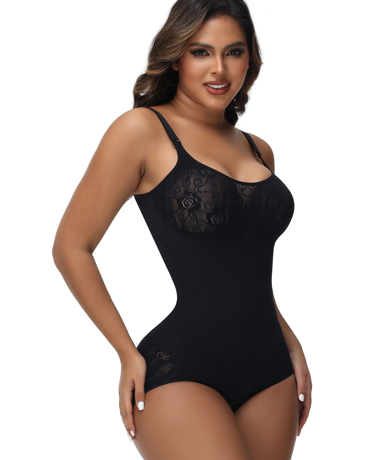 Shapshe® Sexy Seamless Jacquard Bodysuit Tummy Control Spaghetti Strap Shapewear  - By Qivii