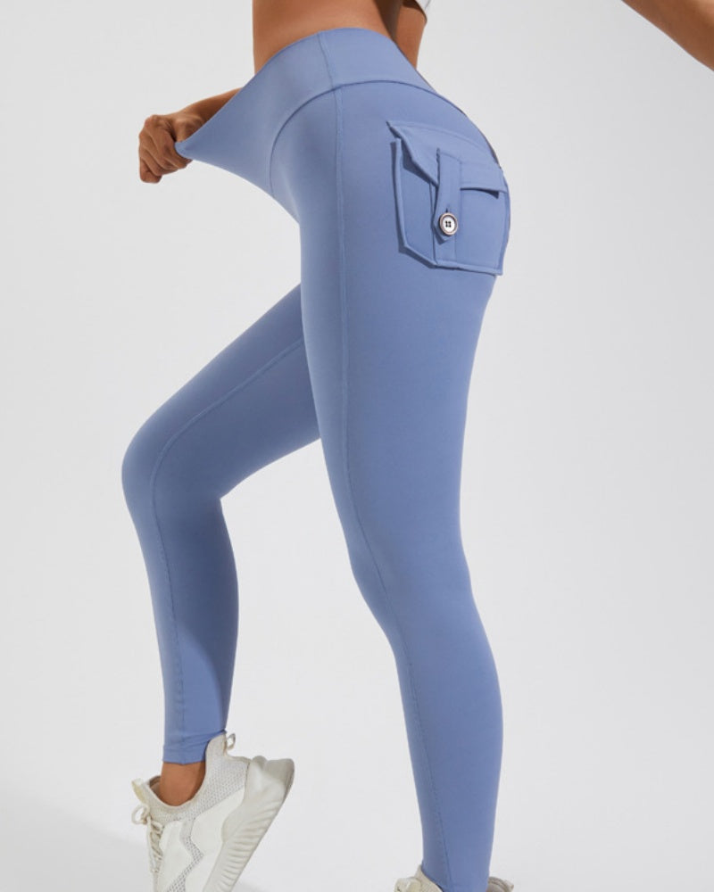 Peach Hip Fitness Leggings with Cargo Pockets  - By Qivii