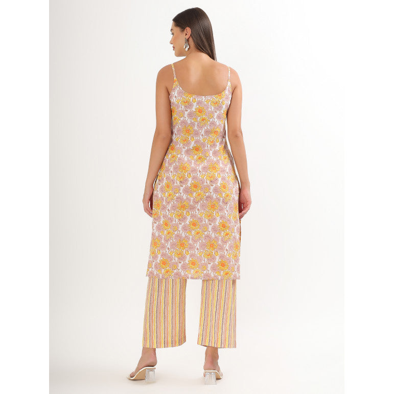 Floral Glint Spaghetti Kurta Set - qivii