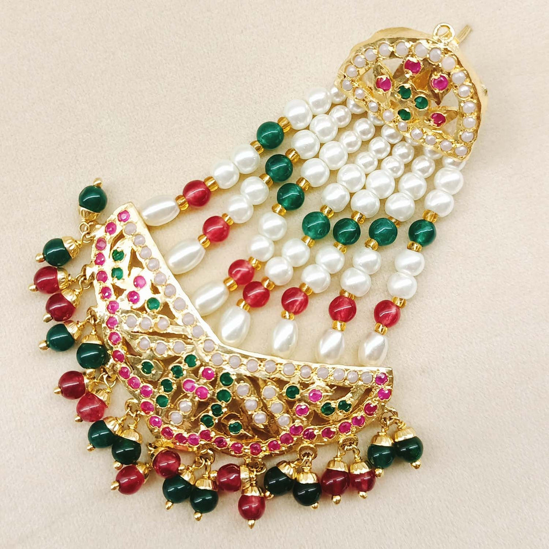 Arundhati Gold Plated Ruby And Green Stones Jadau Earrings