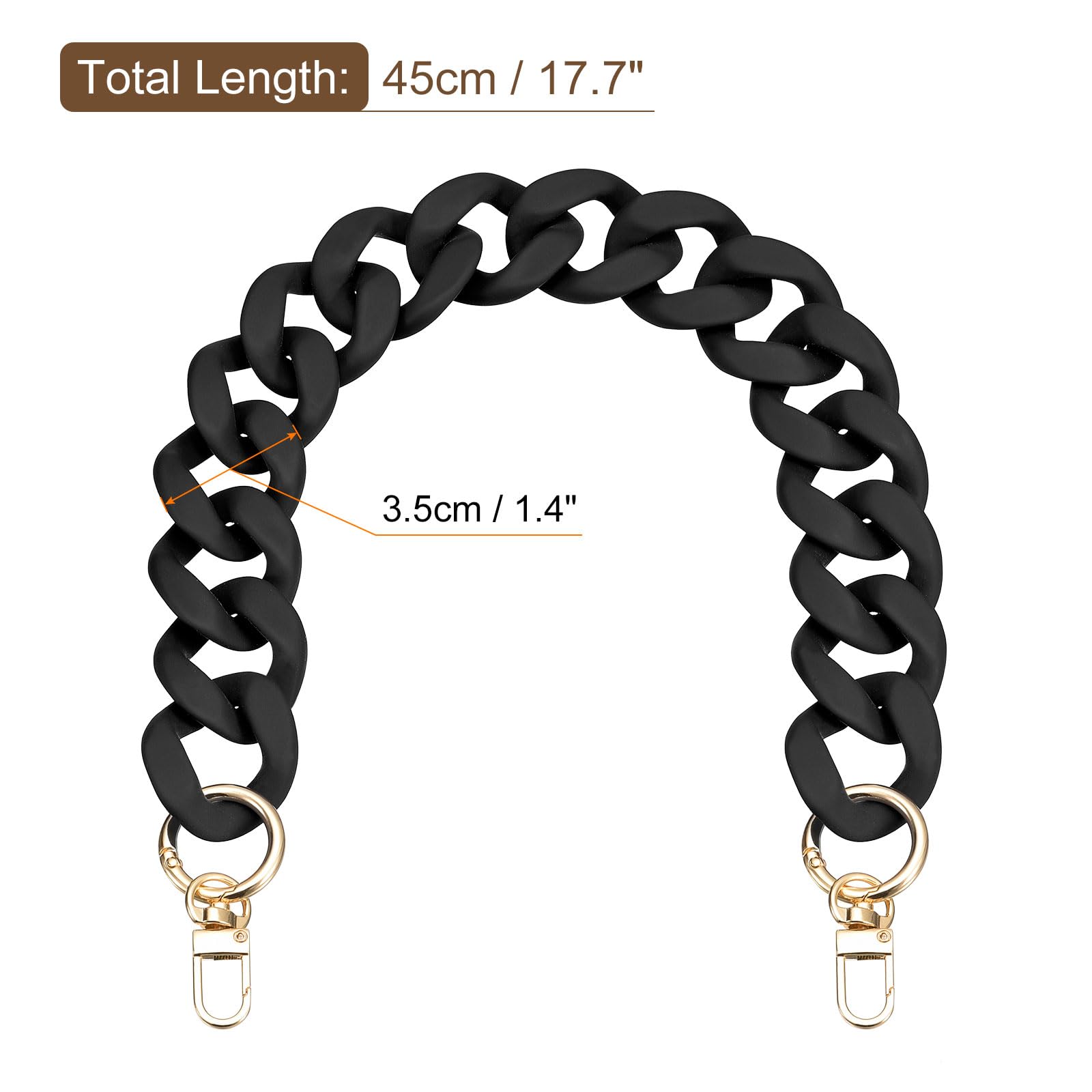 Acrylic Flat Purse Chain Strap | 17.7" Lightweight Handbag Replacement Strap with Metal Buckles