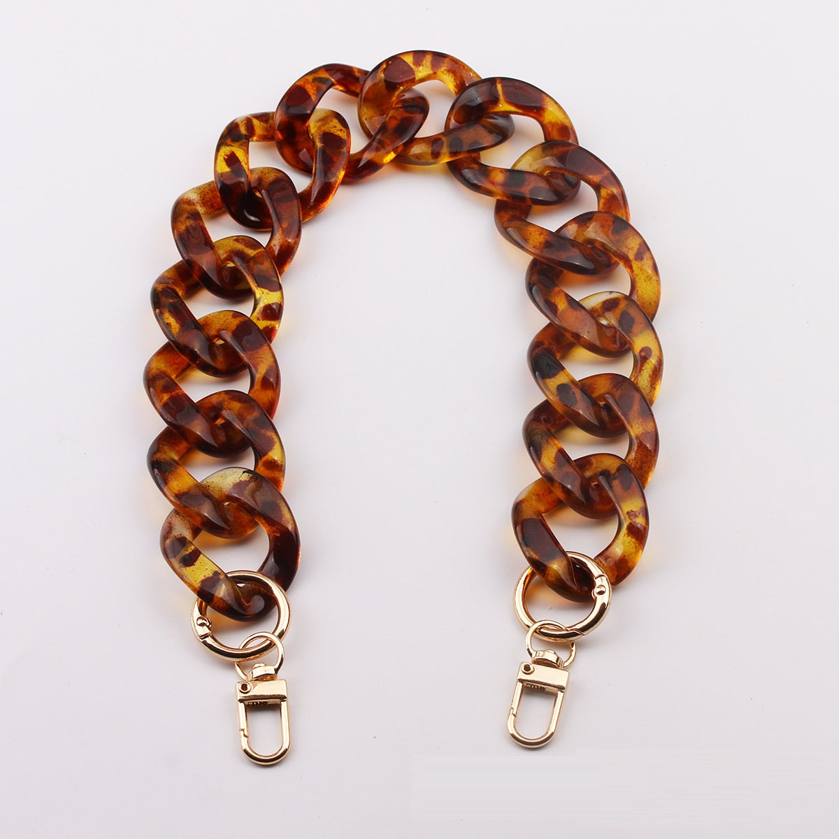 Acrylic Flat Purse Chain Strap | 17.7" Lightweight Handbag Replacement Strap with Metal Buckles