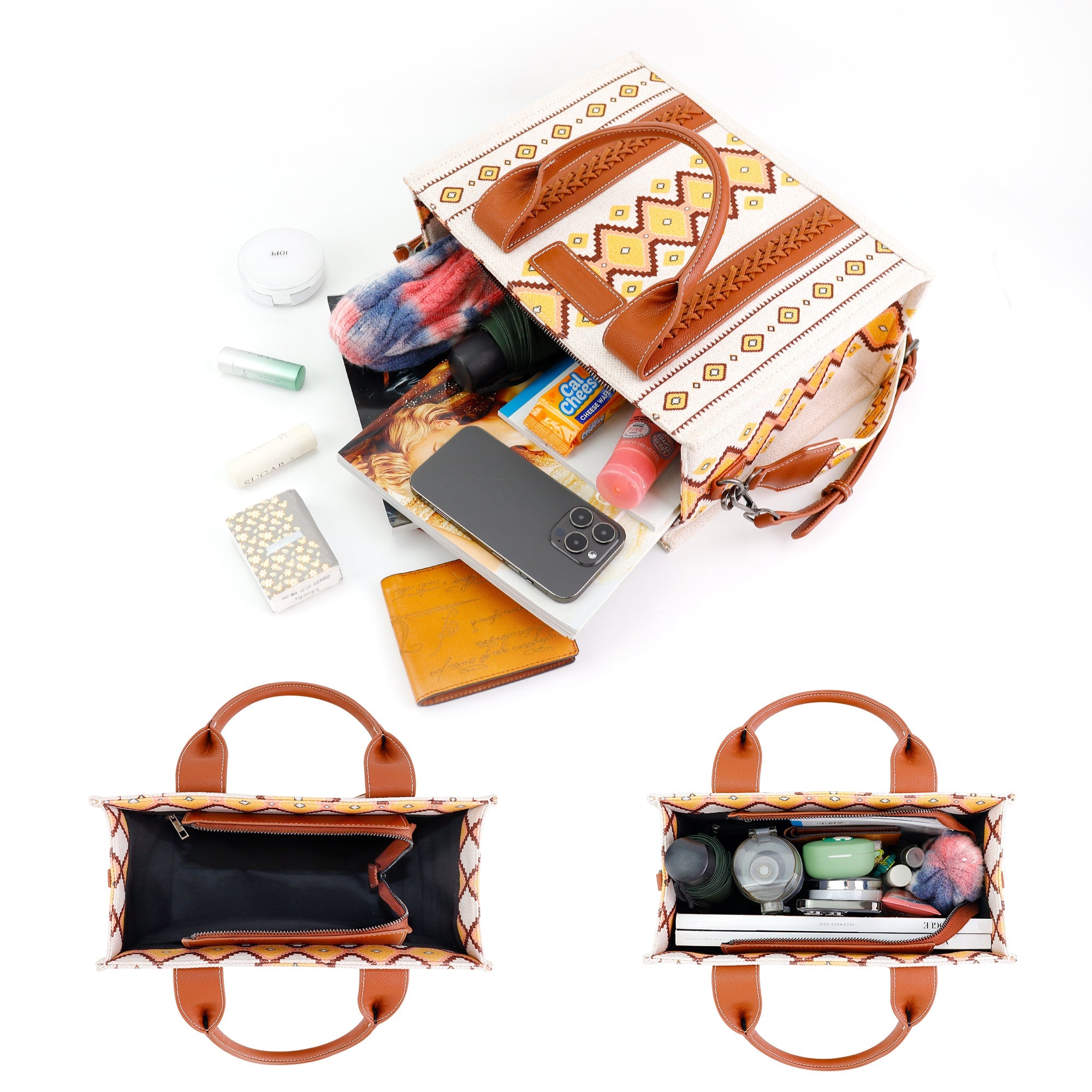 Ounamei Aztec Crossbody Tote Bag