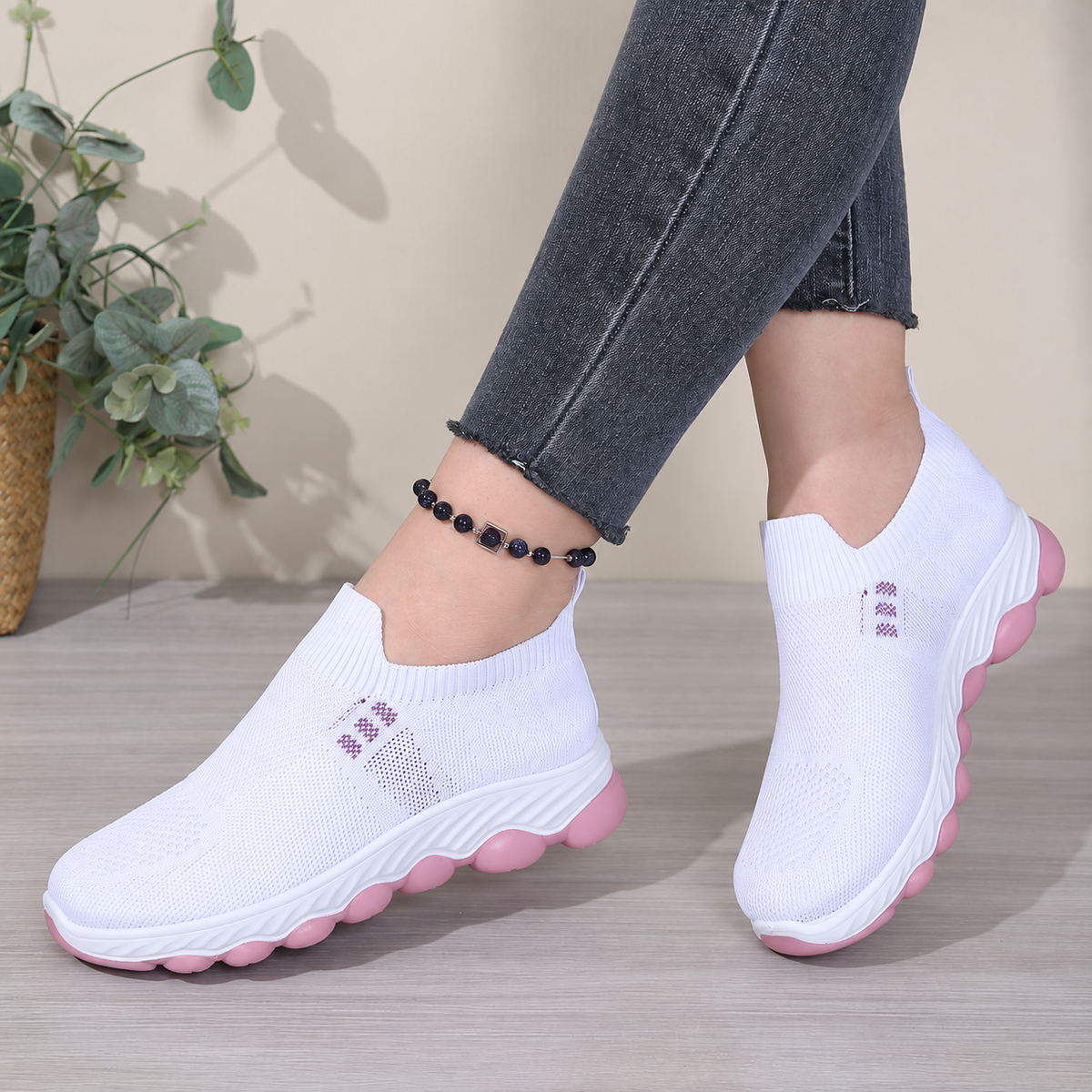 Women's Avenleigh Knit Slip-On Sneakers by Bootara with breathable mesh upper, round toe, casual design in white, available in US 5-10.5