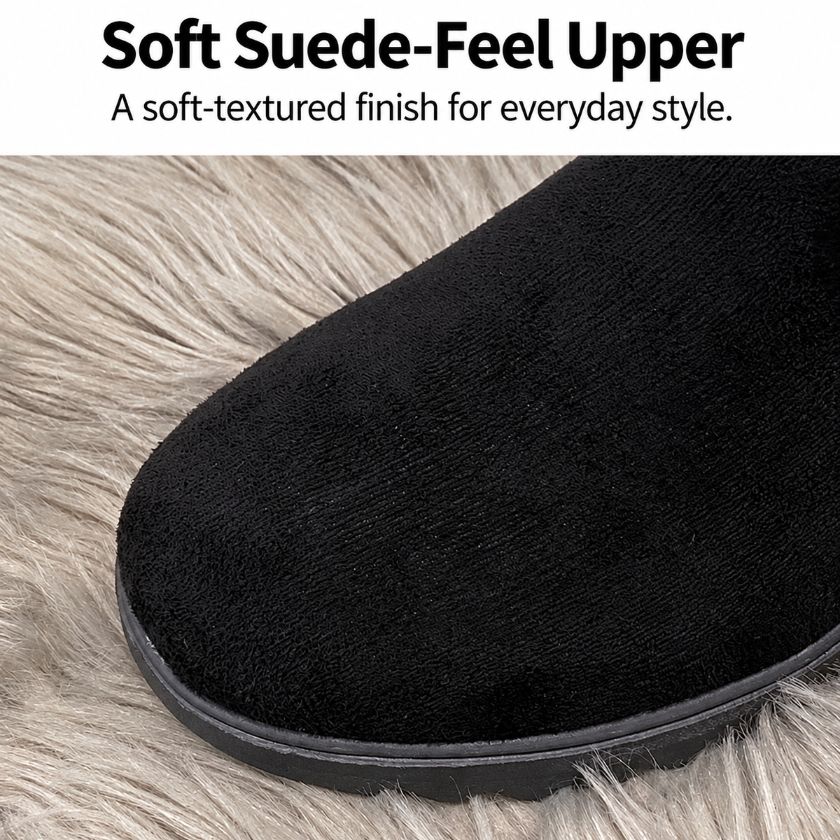 Black Women's Elowick tall winter boots with fur cuff, side zip, wedge lug sole by Bootara, size US 4-9.
