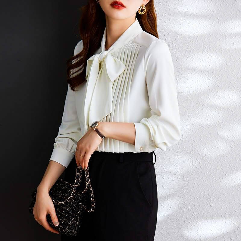 Silvia Bow Tie Blouse  - By Qivii