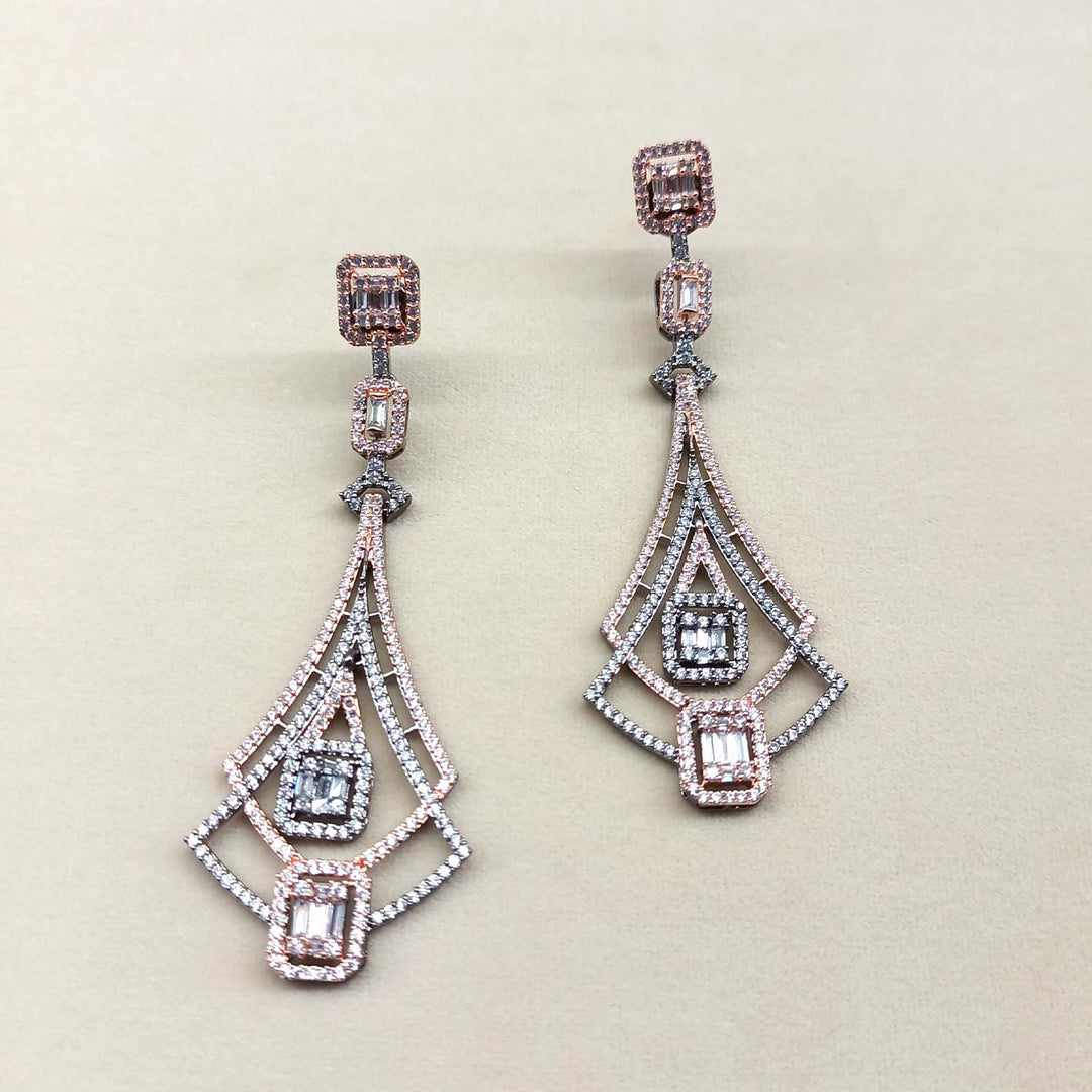 Drishti White Rhodium Plated Victorian Diamond Earrings