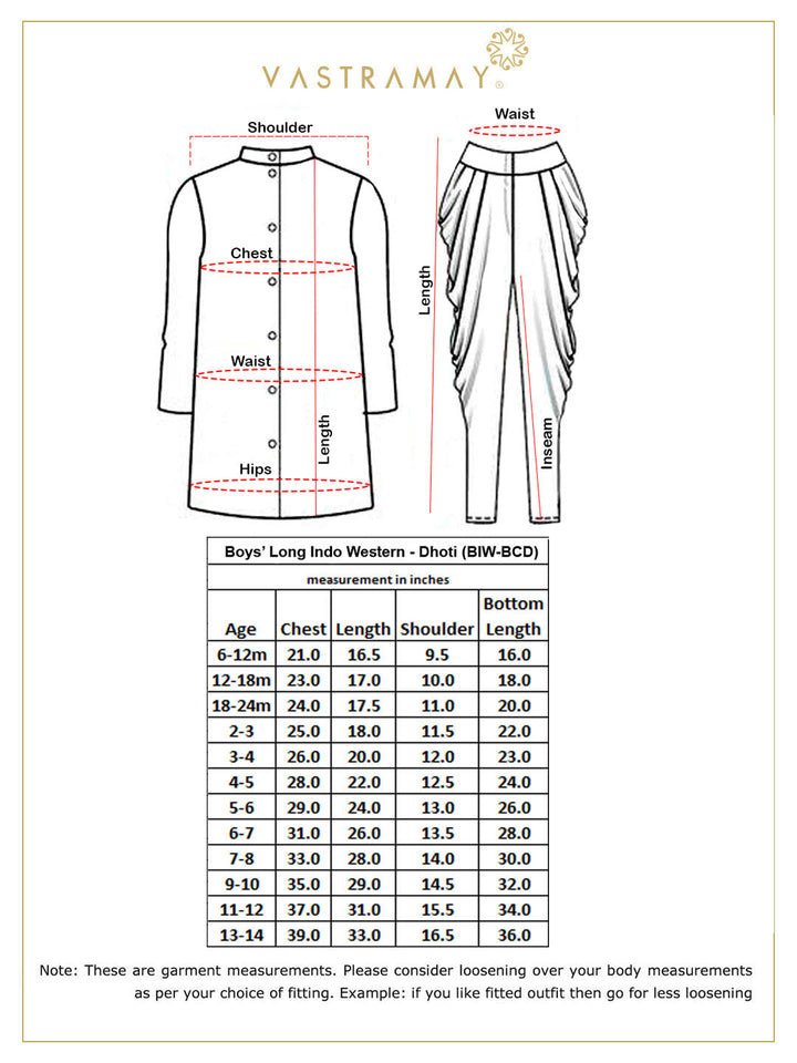 VASTRAMAY Boys' Grey Silk Blend Sherwani