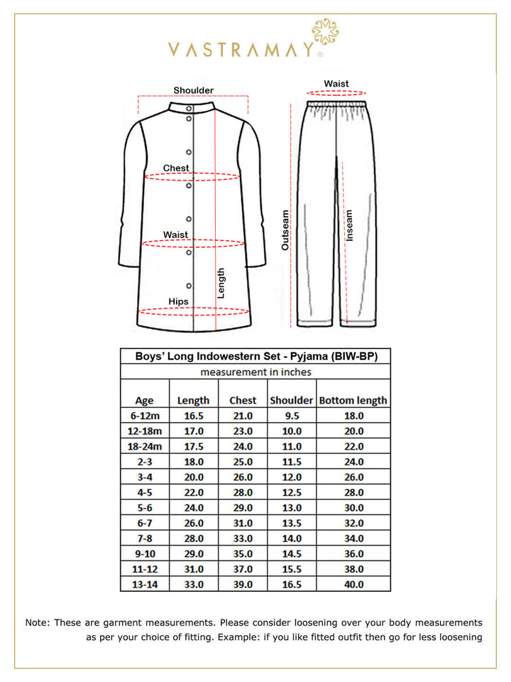 VASTRAMAY Boys' Cream Sherwani Set