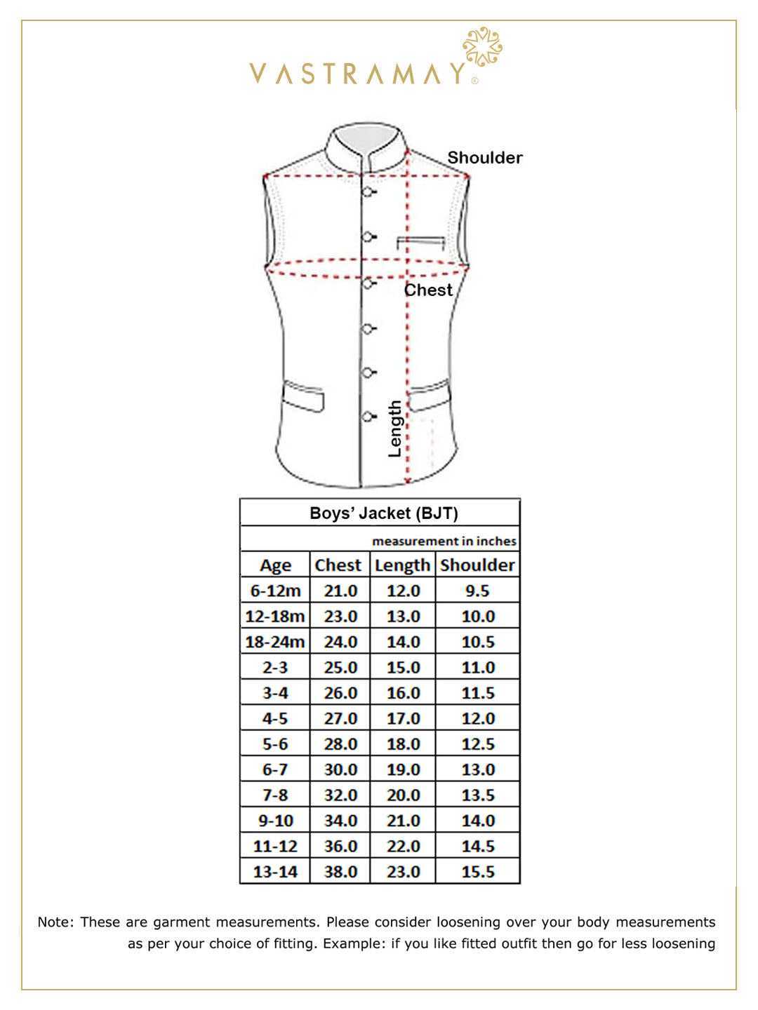 VASTRAMAY Boys Yellow Woven Design Flap Ethnic Jacket