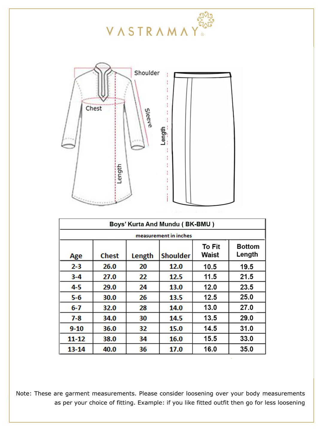 VASTRAMAY Boys' Green And White Kurta With Mundu Set