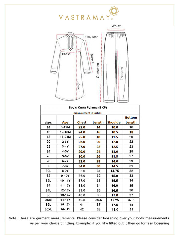 VASTRAMAY Boys' Mustard Kurta And Pyjama Set