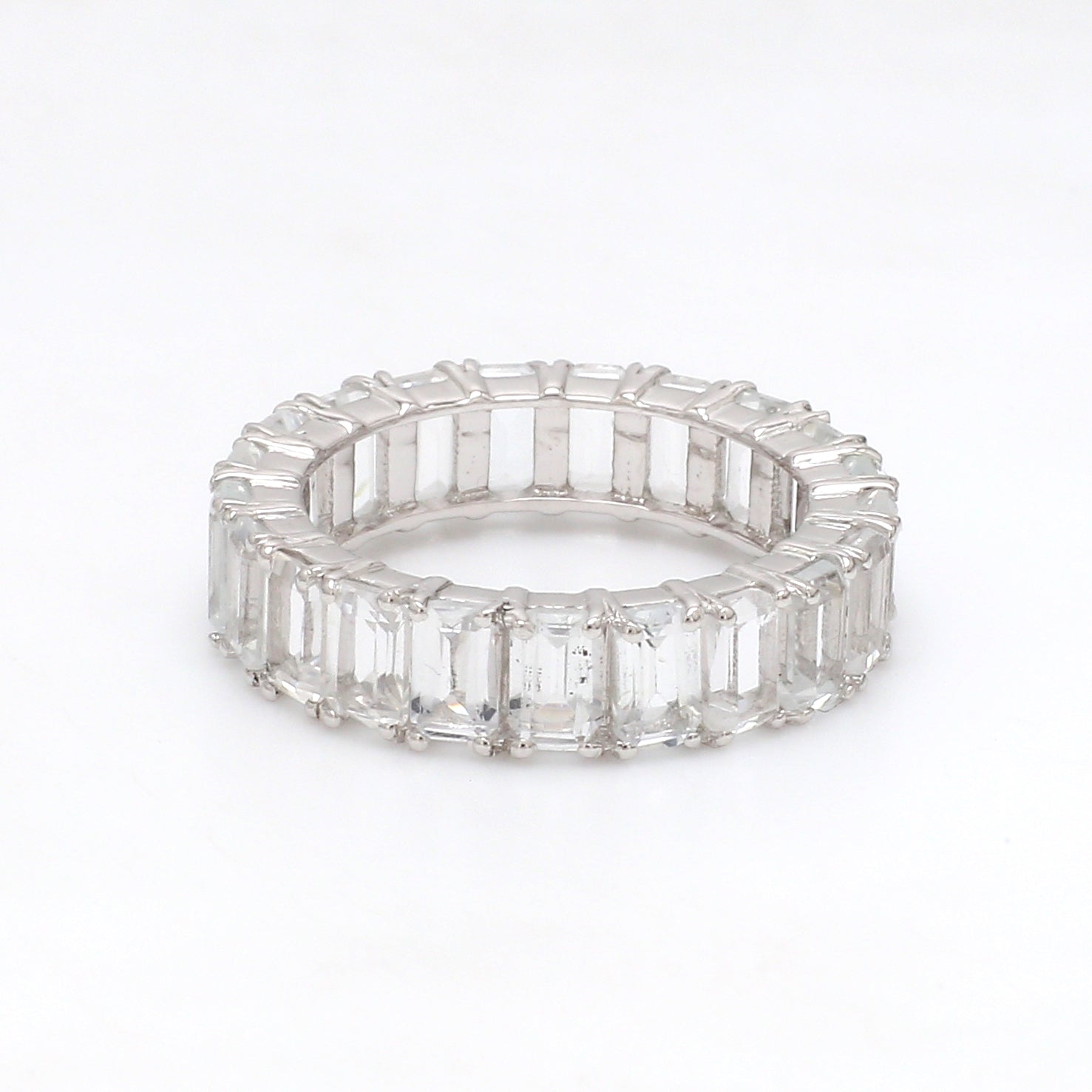 White Topaz Emerald Cut Ring - qivii
