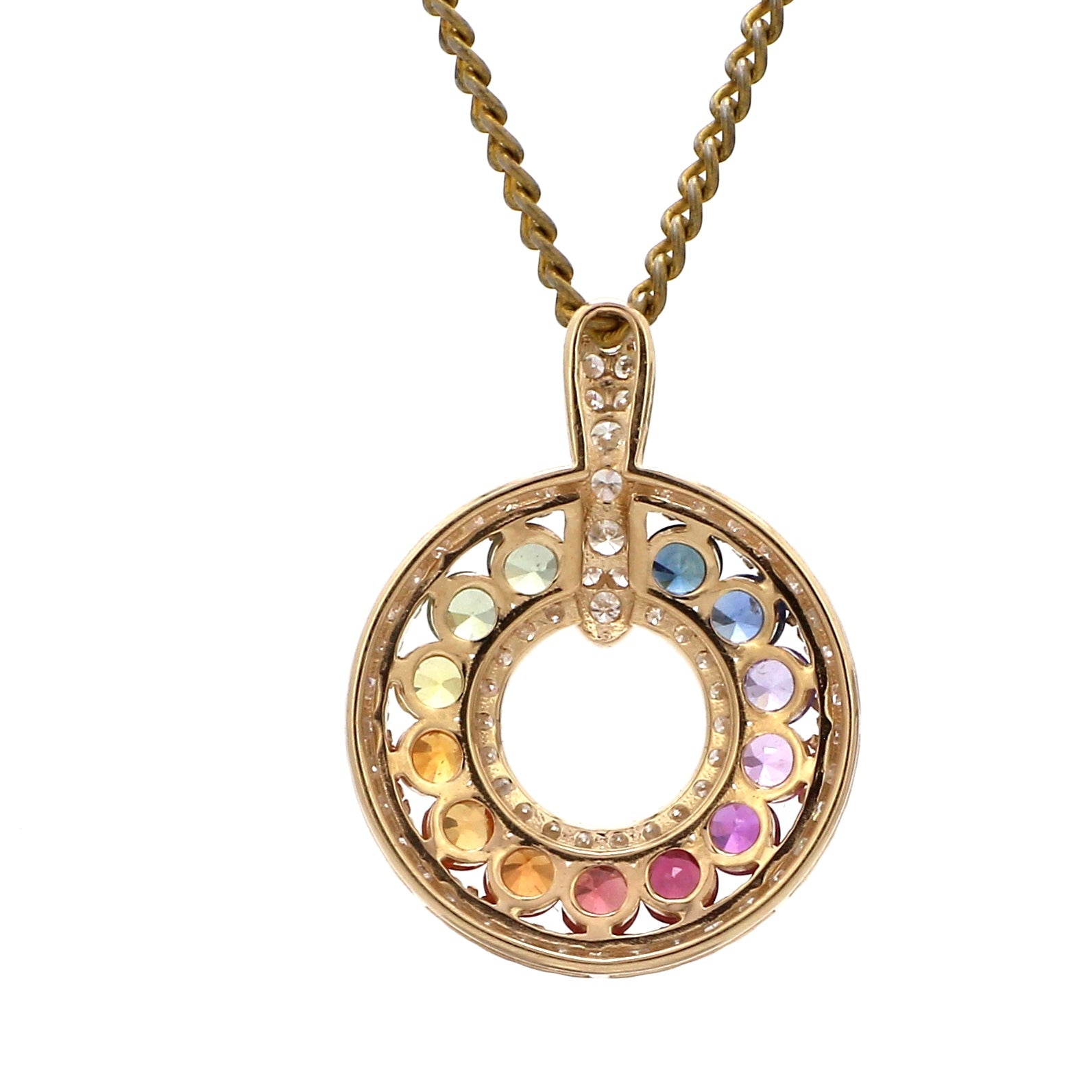 Rainbow Sapphire Round Disc Pendant - qivii
