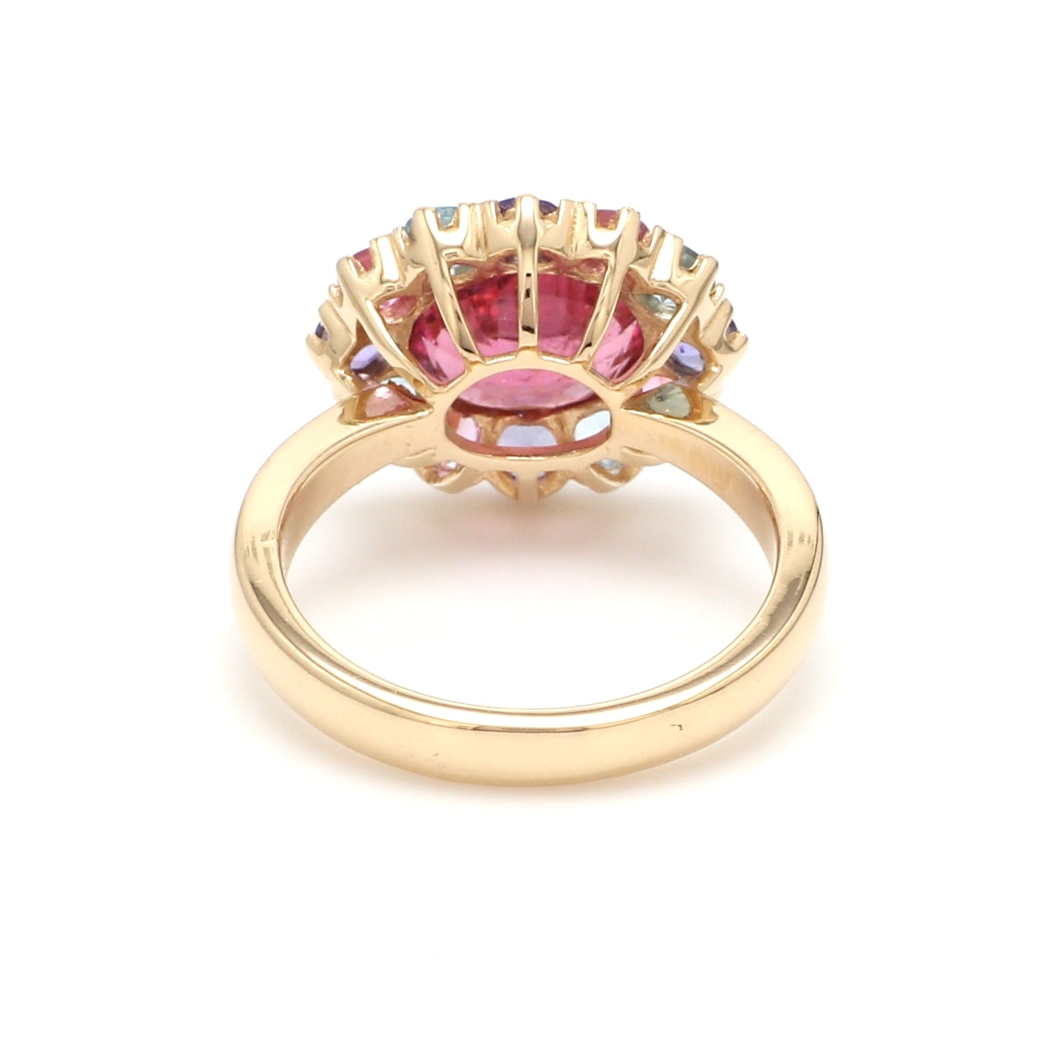 Pink Tourmaline and Pastel Halo Ring