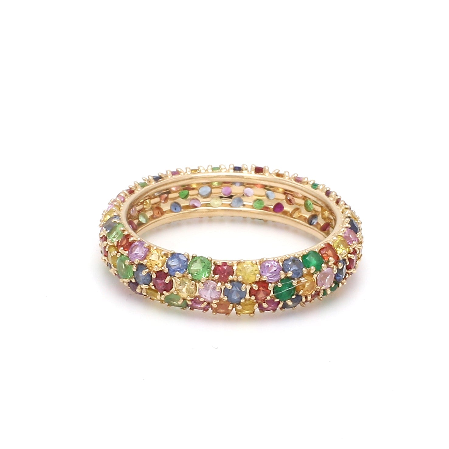 Rainbow Sapphire Random Pave Ring - qivii