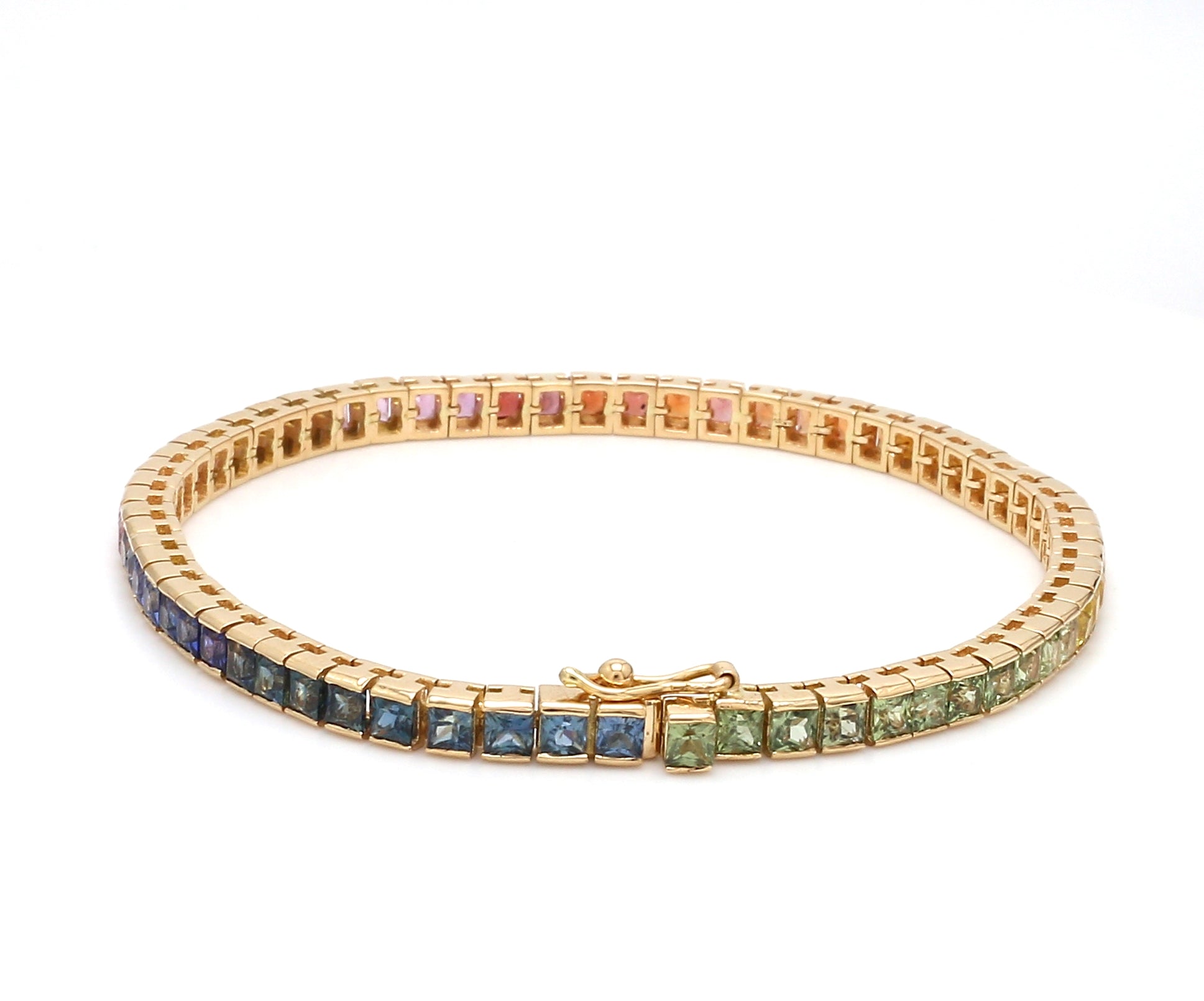 Rainbow Sapphire Princess Cut Bracelet - qivii