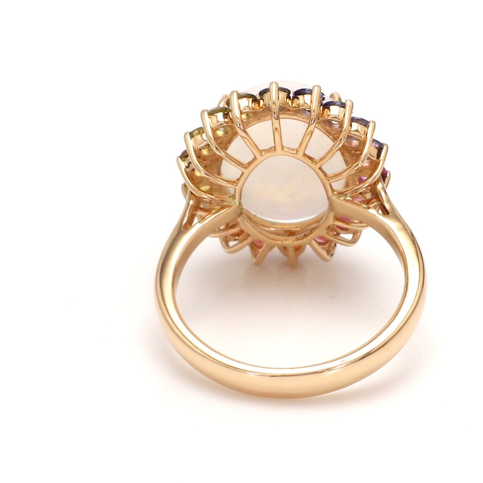 Opal and Rainbow Sapphire Halo Ring