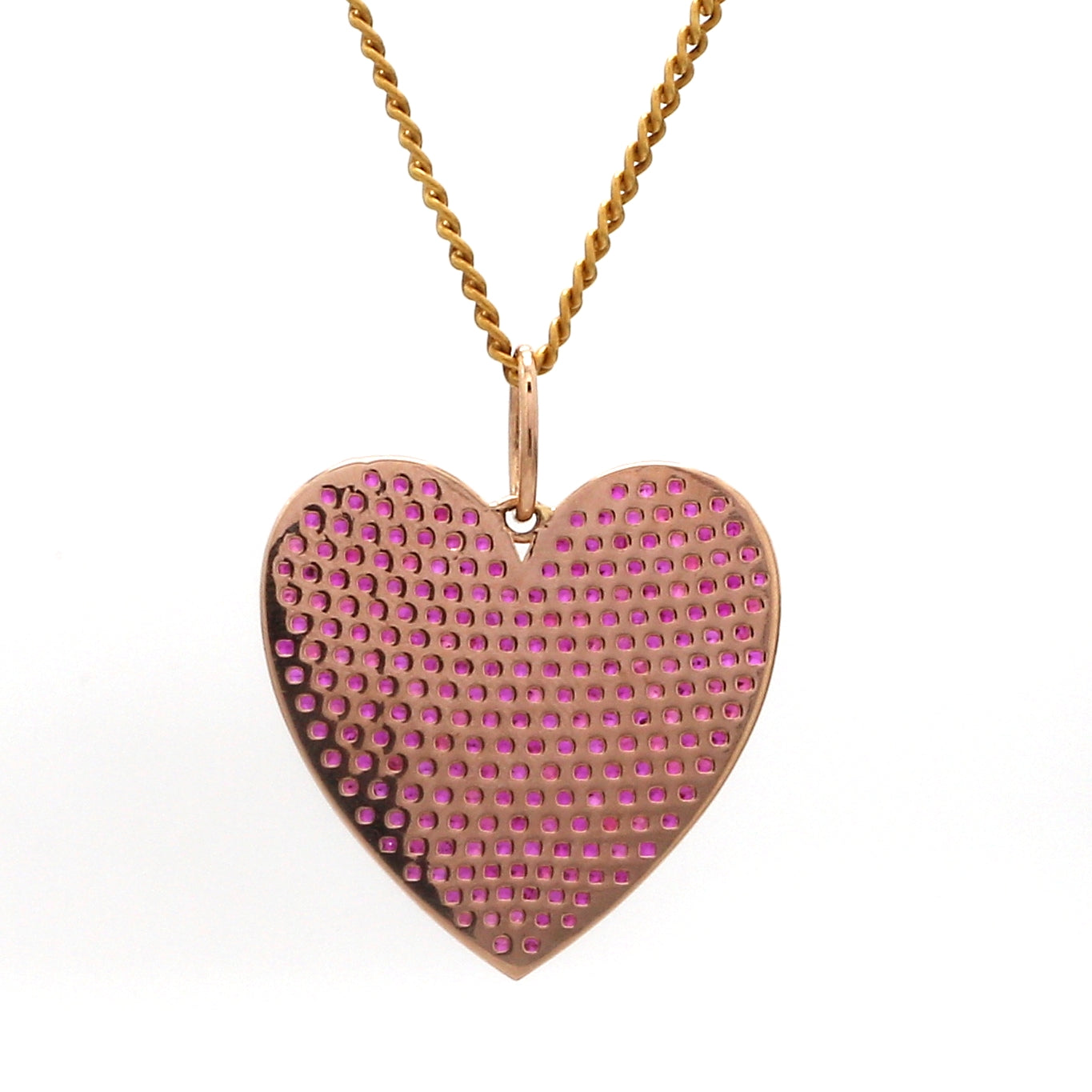 Ruby Carats Heart Pave Pendant Necklace Gold - qivii