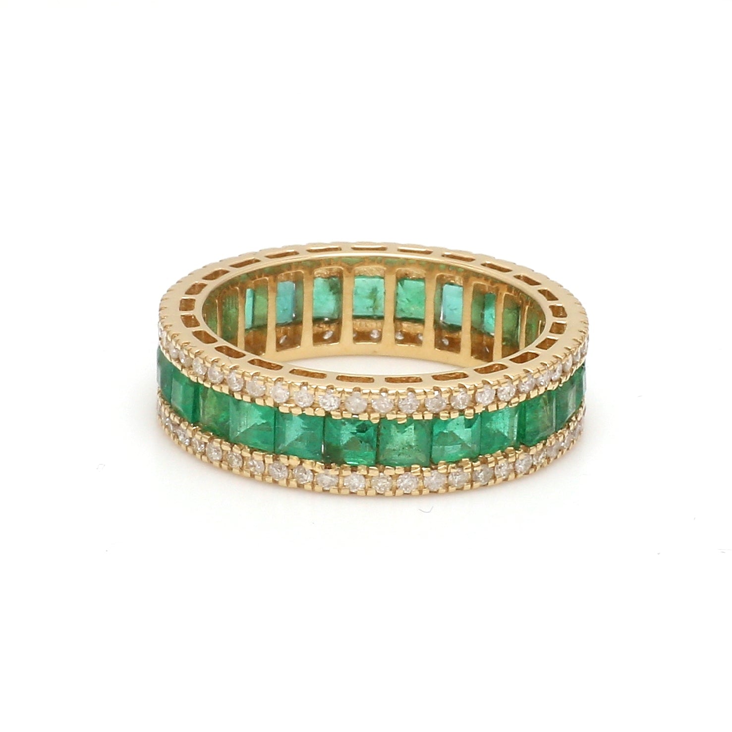 Emerald Diamond Princess Eternity Ring - qivii