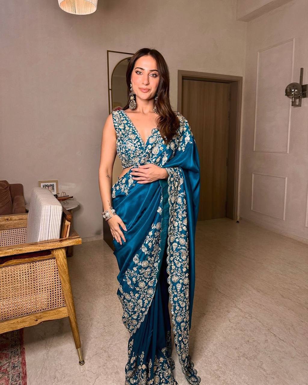 Ready To Wear One Minute store Cocktail Saree - Sabyasachi Inspired Saree With Blouse