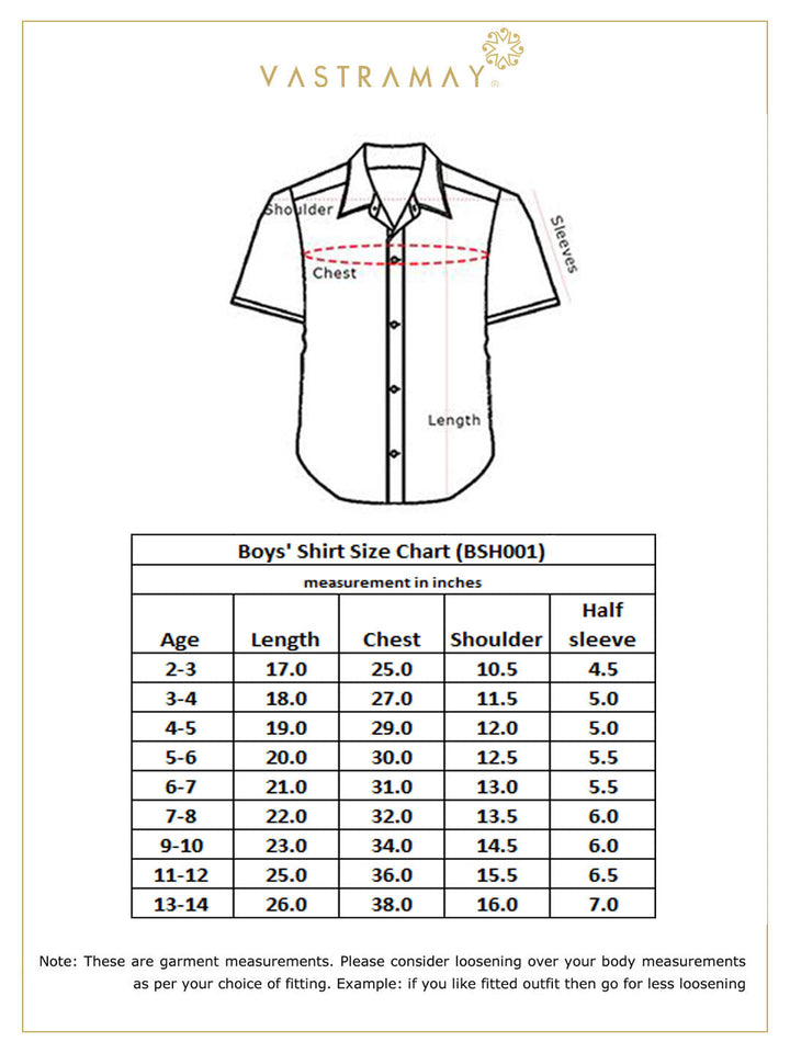 Vastramay Boys' Wine Silk Short Sleeves Ethnic Shirt